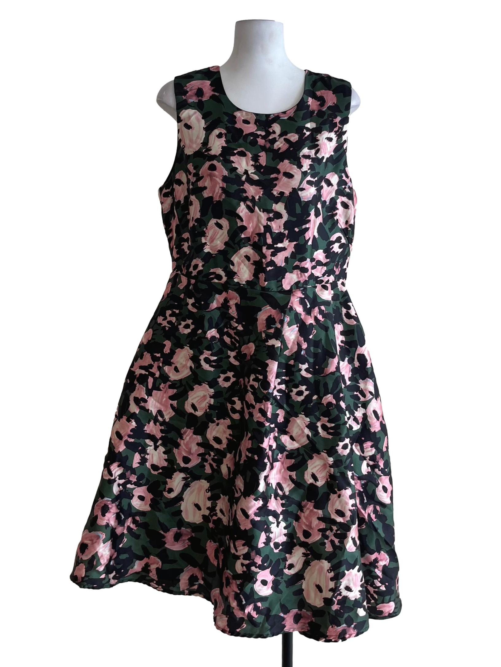 Pine Green Abstract A-Line Dress