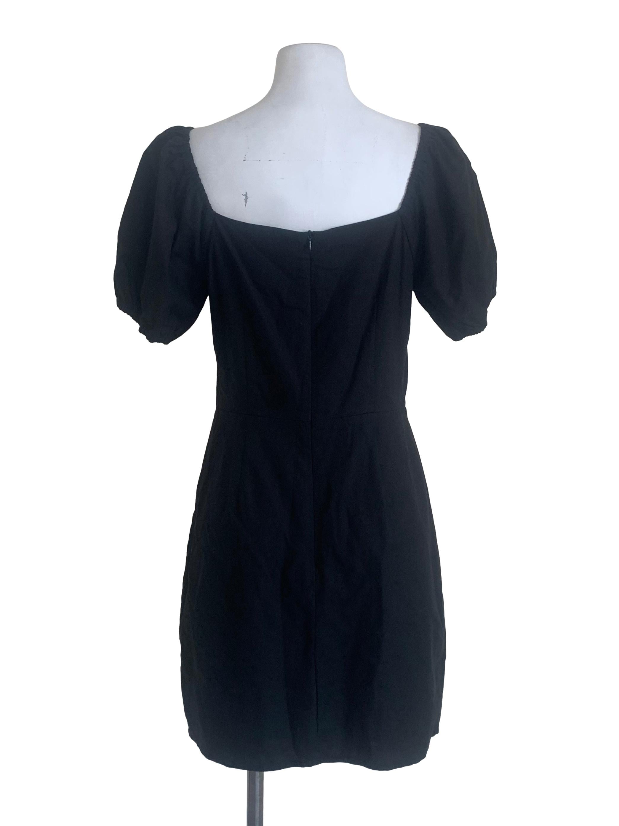 Oil Black Square Neck Dress