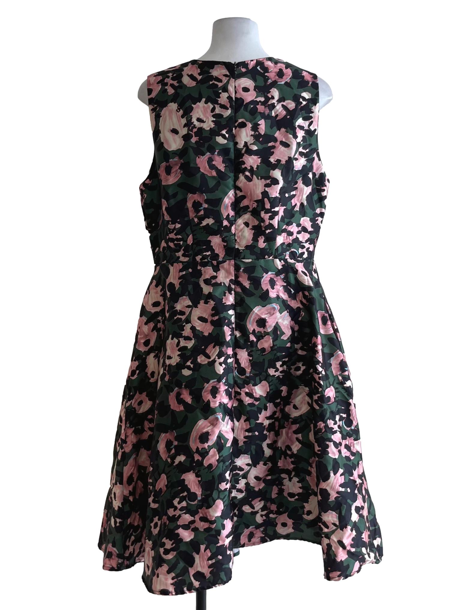Pine Green Abstract A-Line Dress