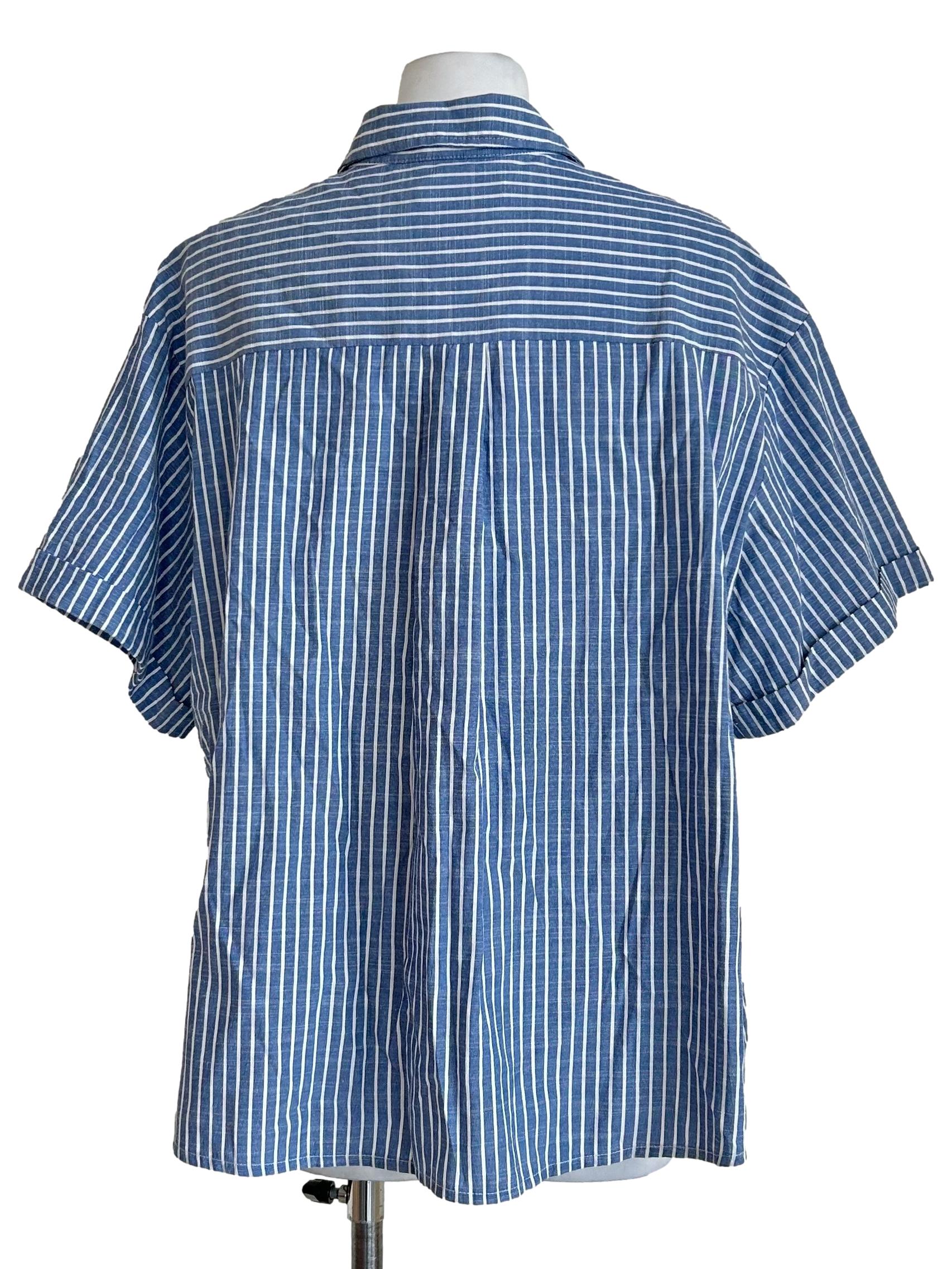 Blue White Stripe Short Sleeve Shirt