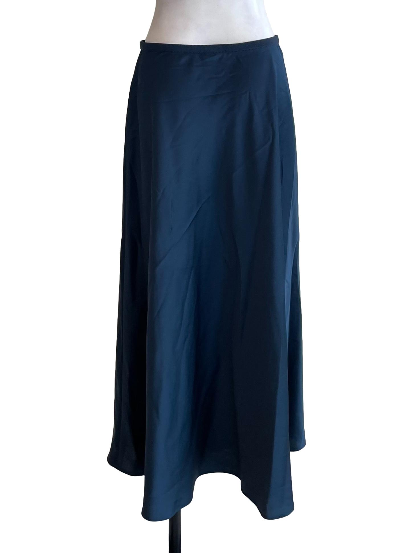 Dark Peacock Satin Skirt