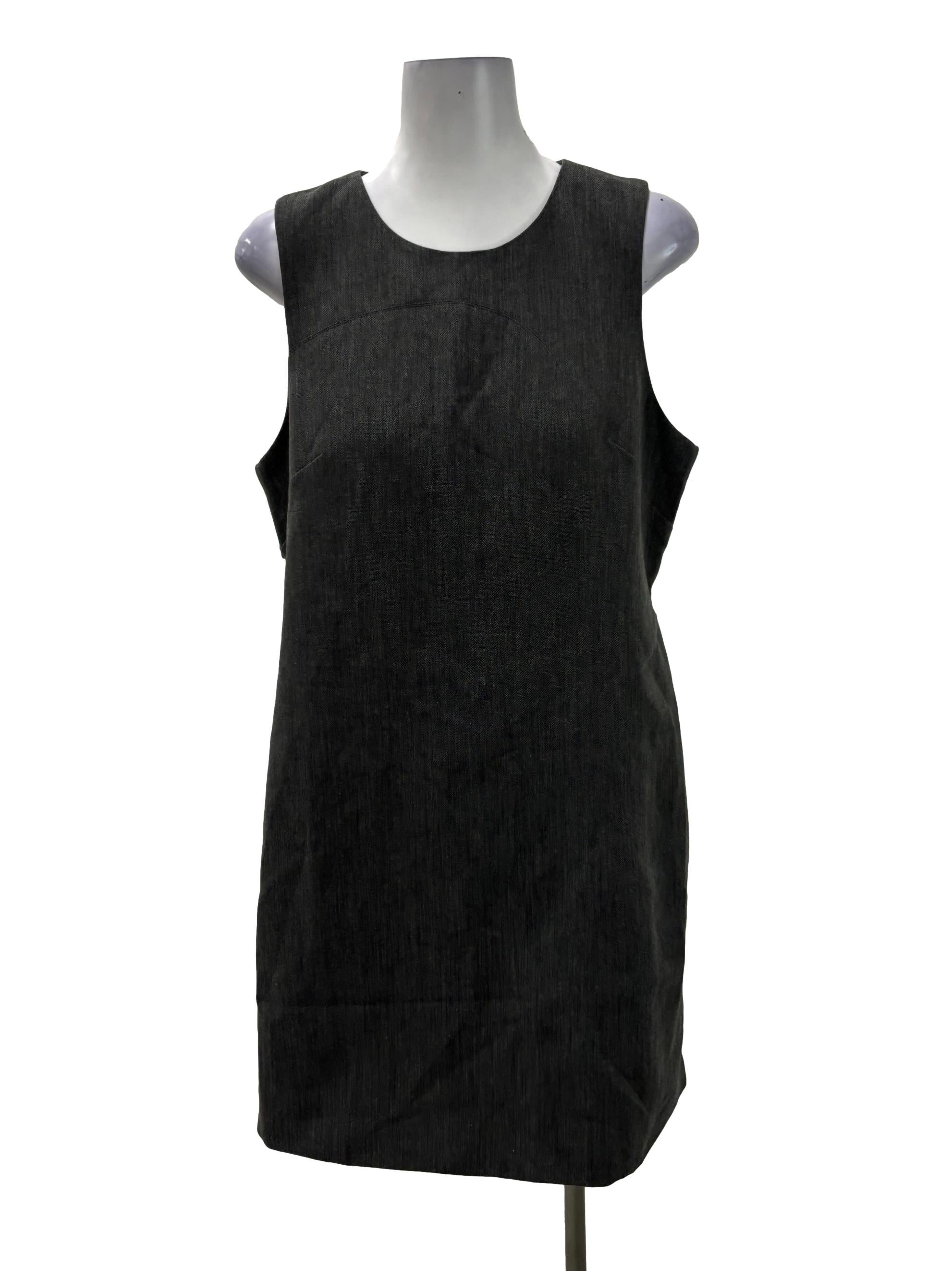 Dark Grey Roundneck Sleeveless Sheath Dress LB