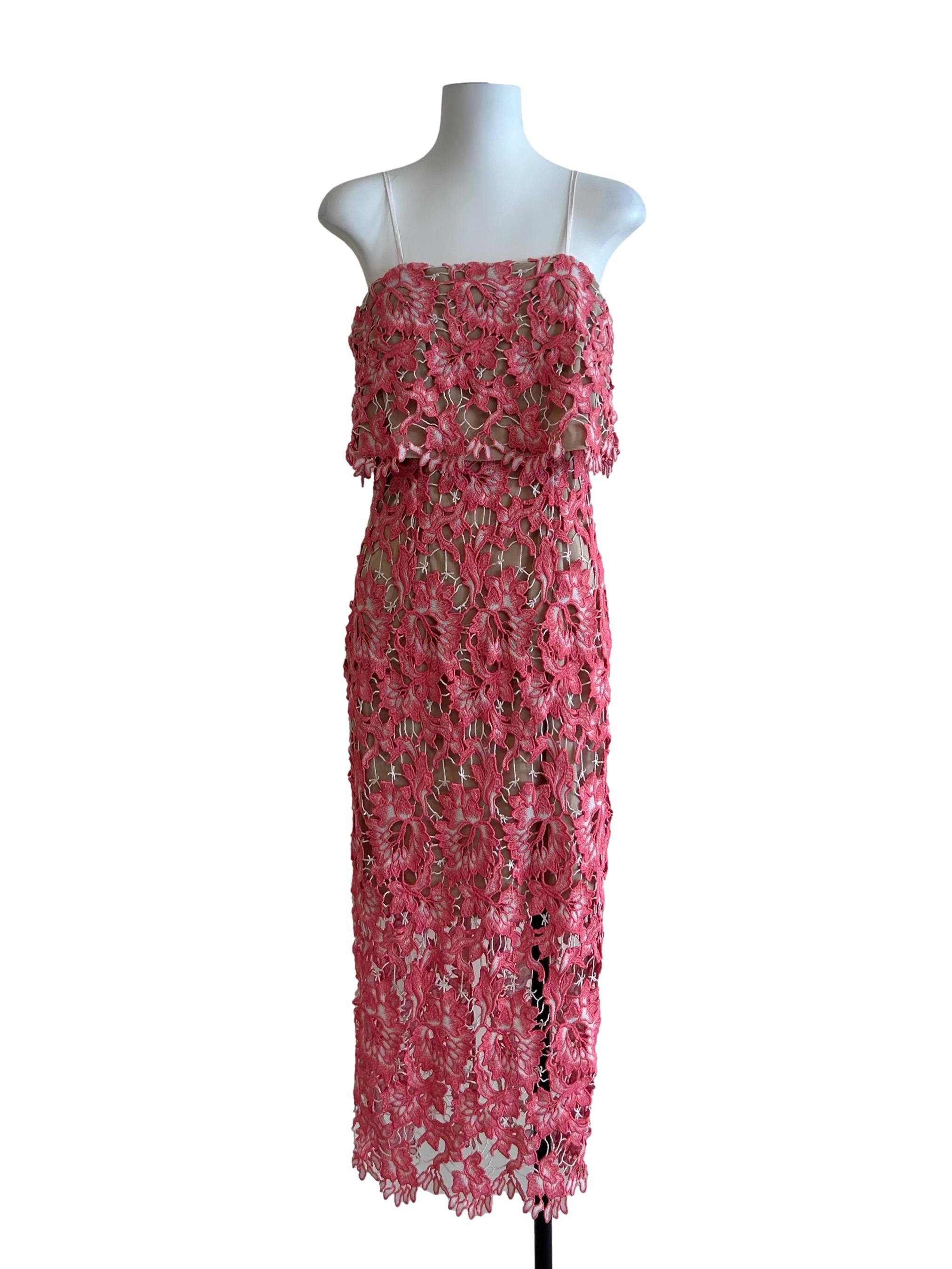 Punch Pink Lace Cami Dress