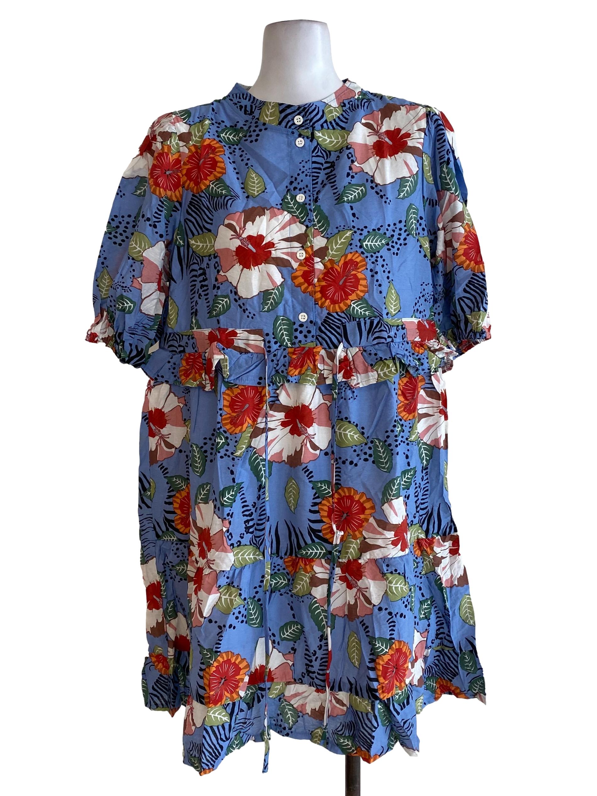 Blue Floral Sheath Dress