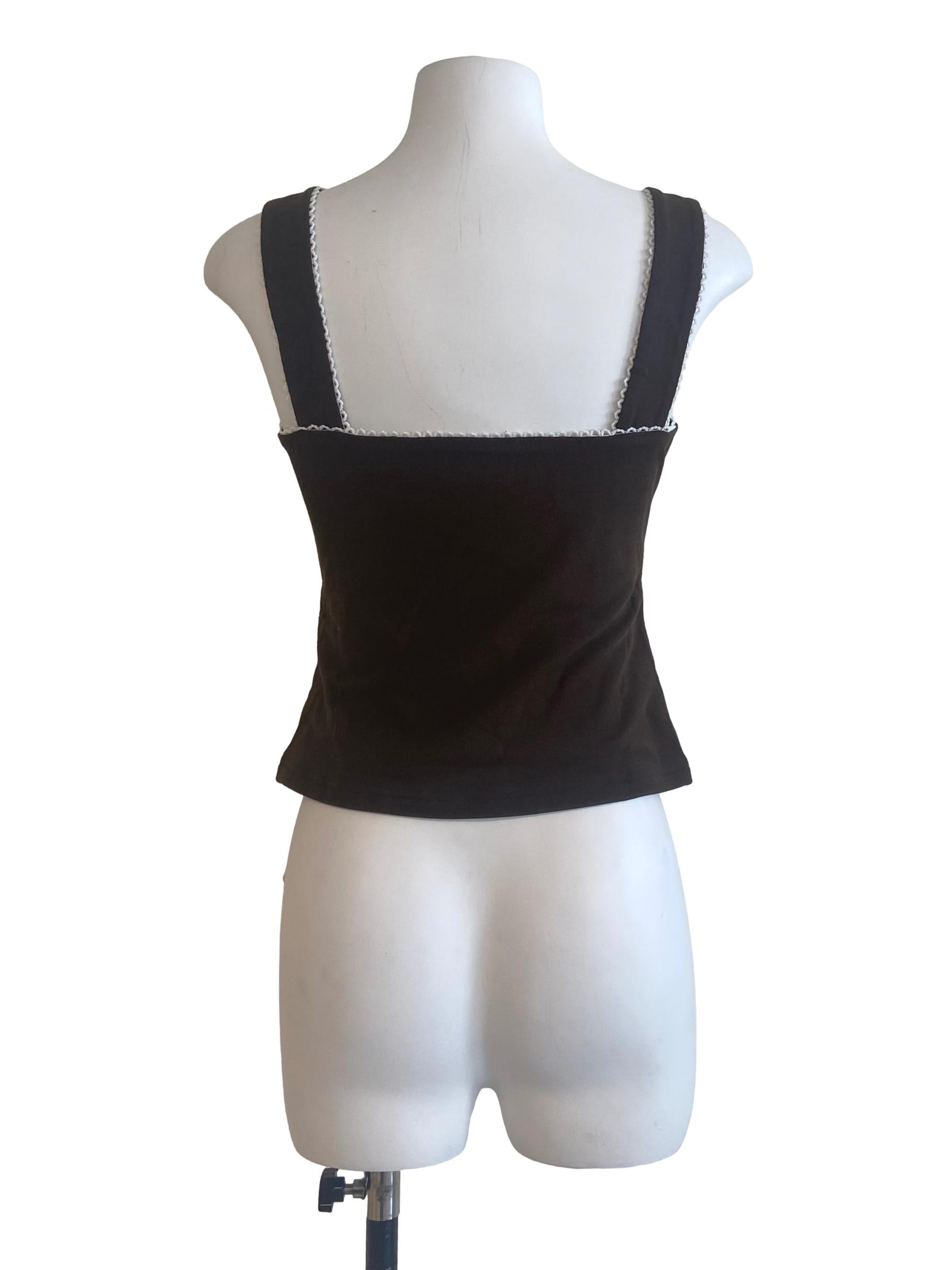 Coffee Brown Sleeveless Pencil Stripe Lace Top