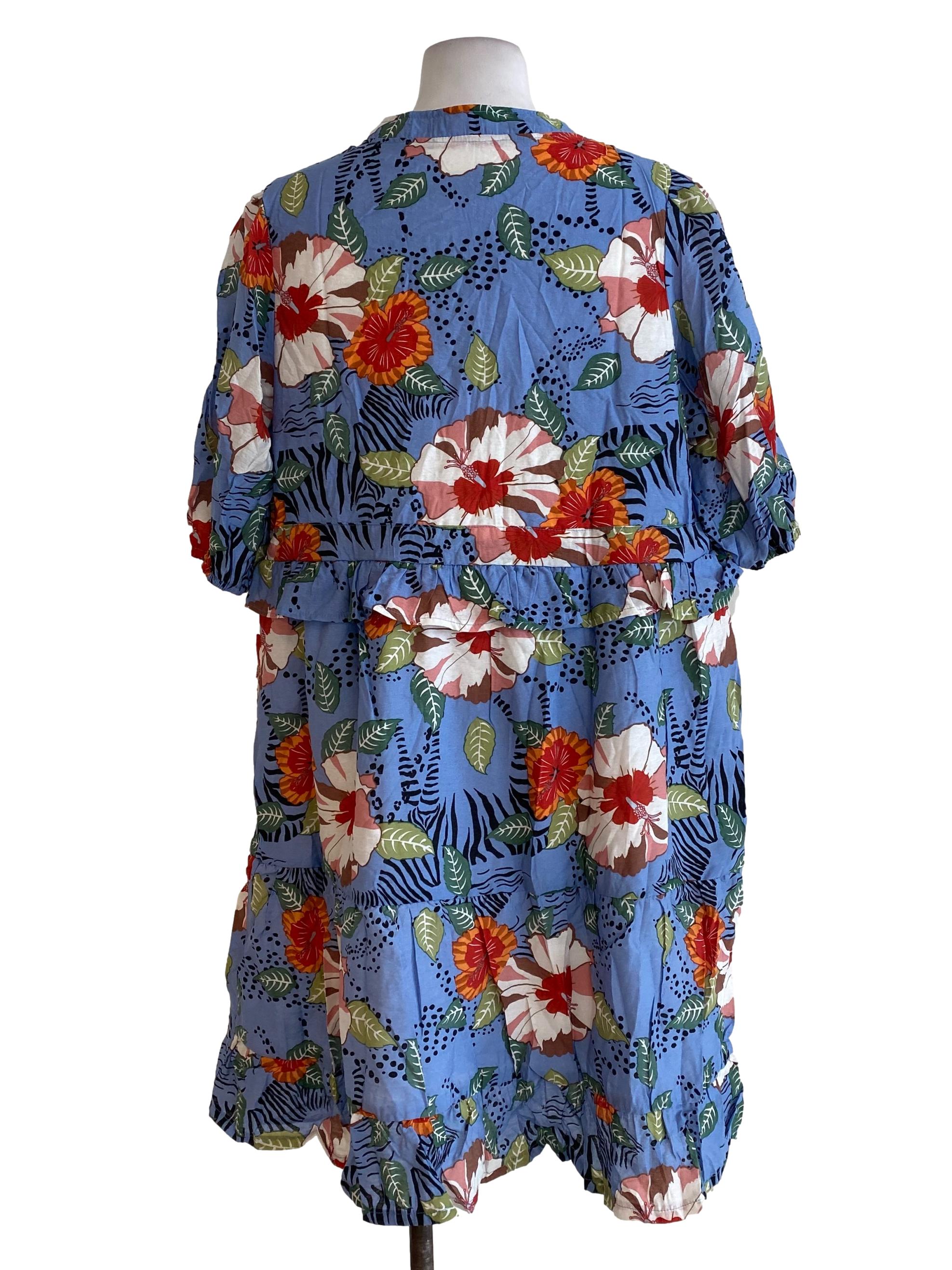 Blue Floral Sheath Dress