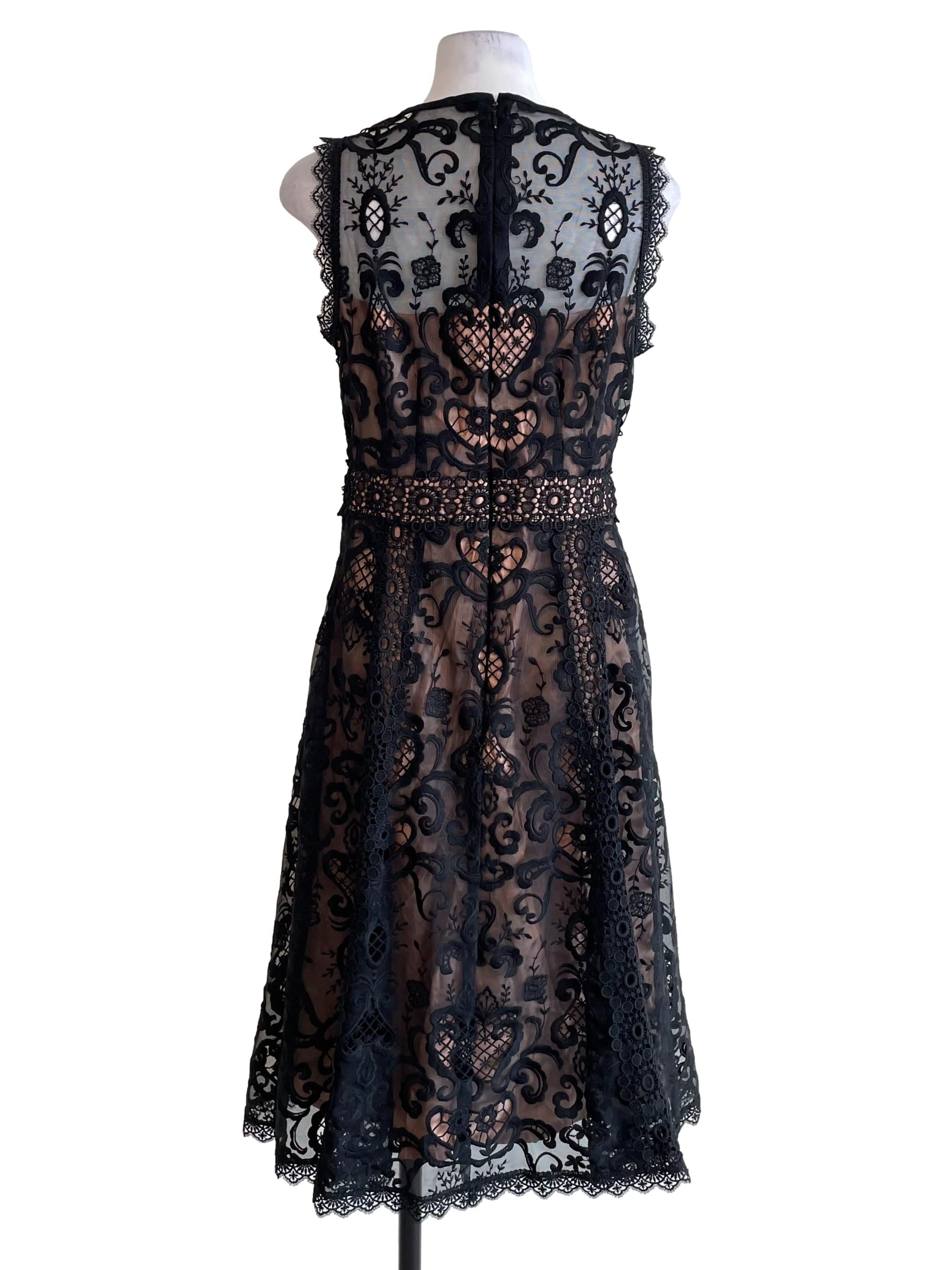 Black Embroidery A-Line Dress