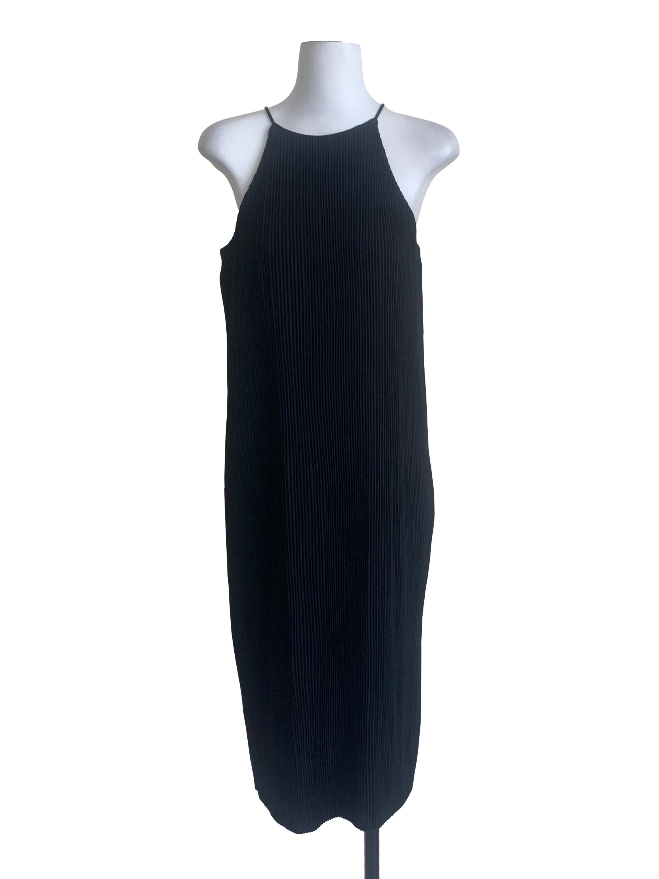 Jet Black Pleated Dress