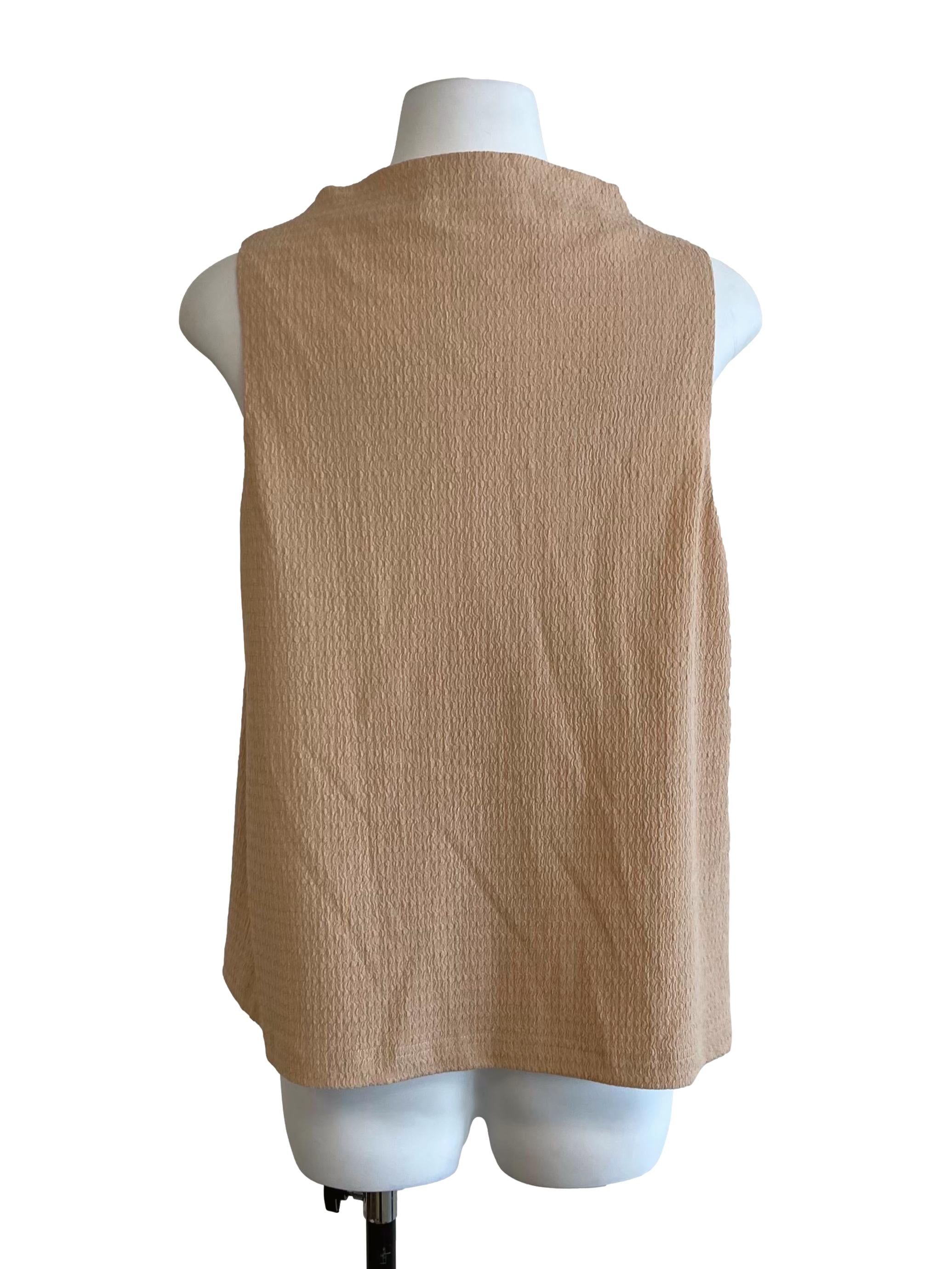 Caramel Beige Textured Sleeveless Top