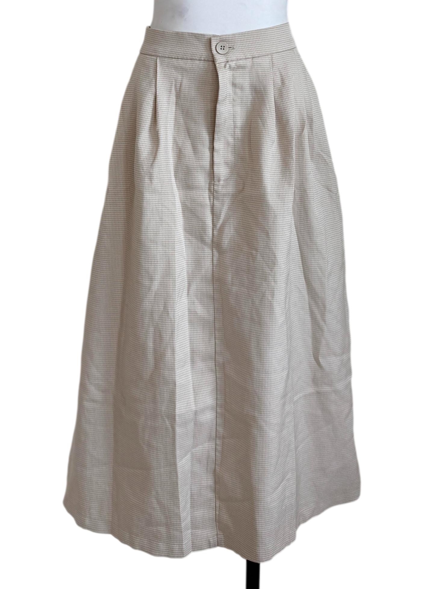 Parchment Beige Checkered Skirt