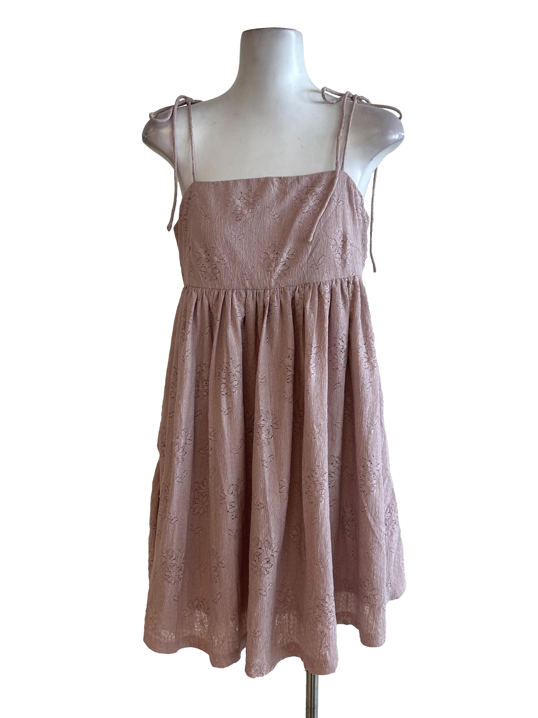 Rose Pink Textured Babydoll Dress