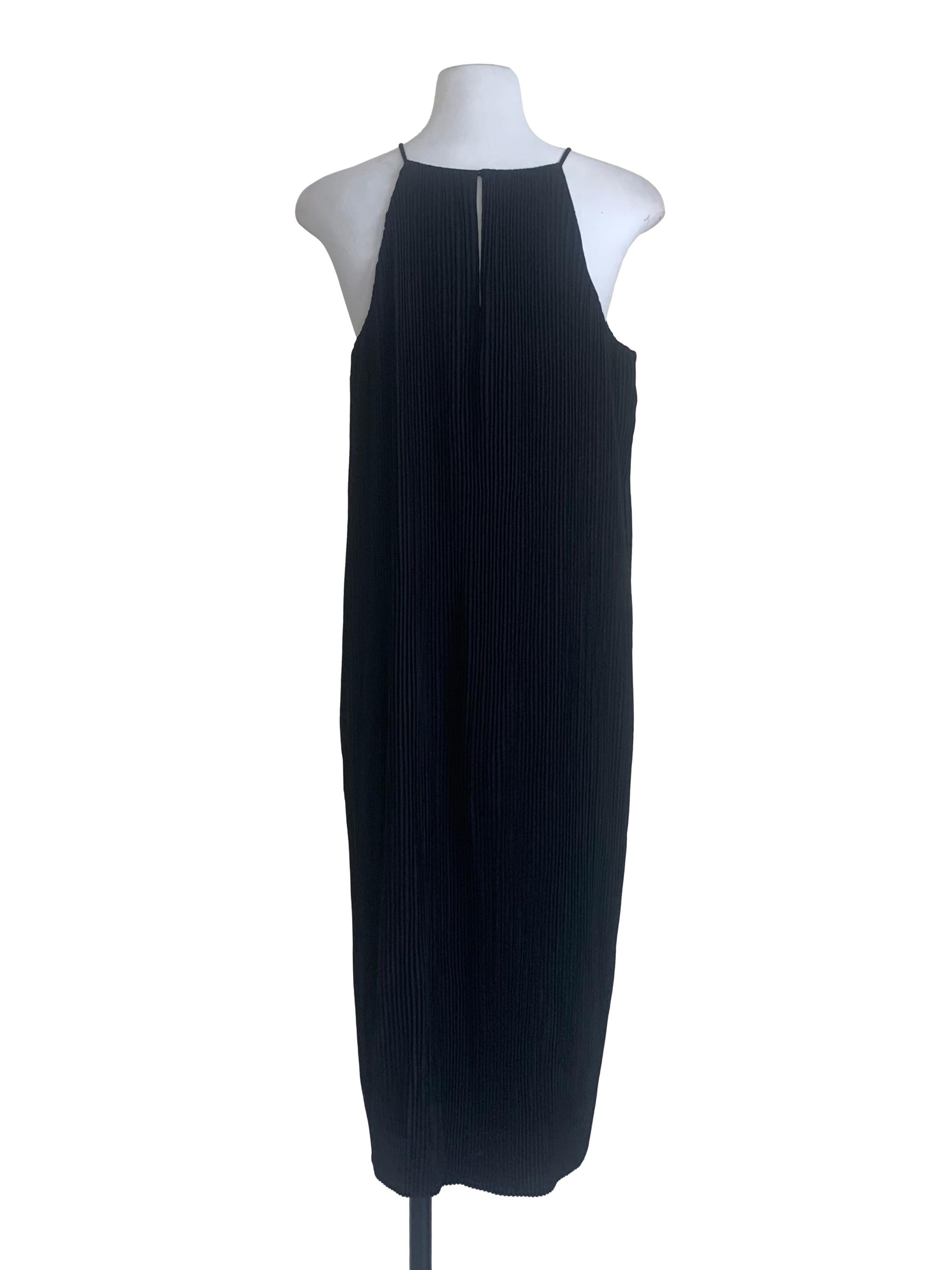 Jet Black Pleated Dress