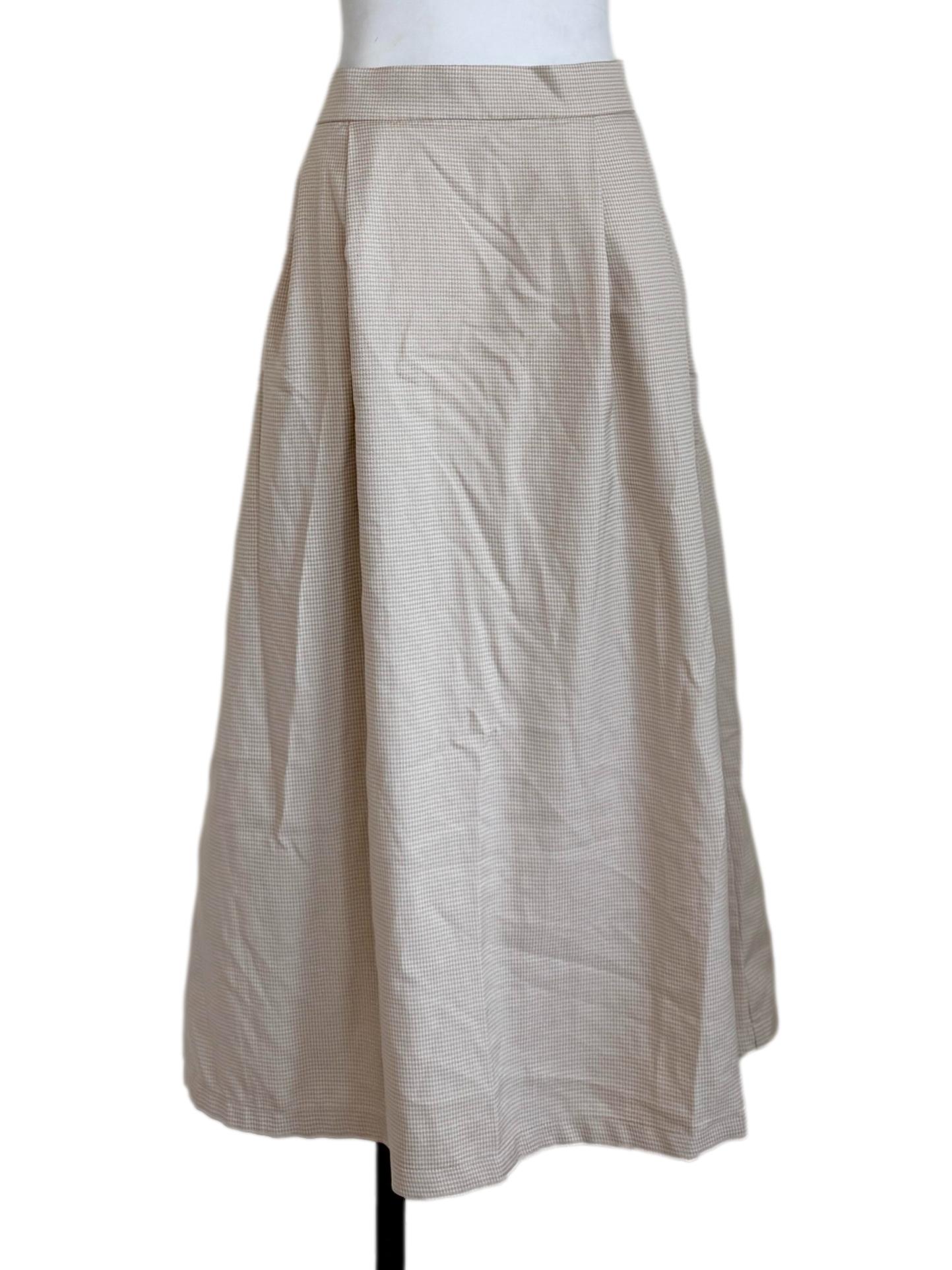 Parchment Beige Checkered Skirt
