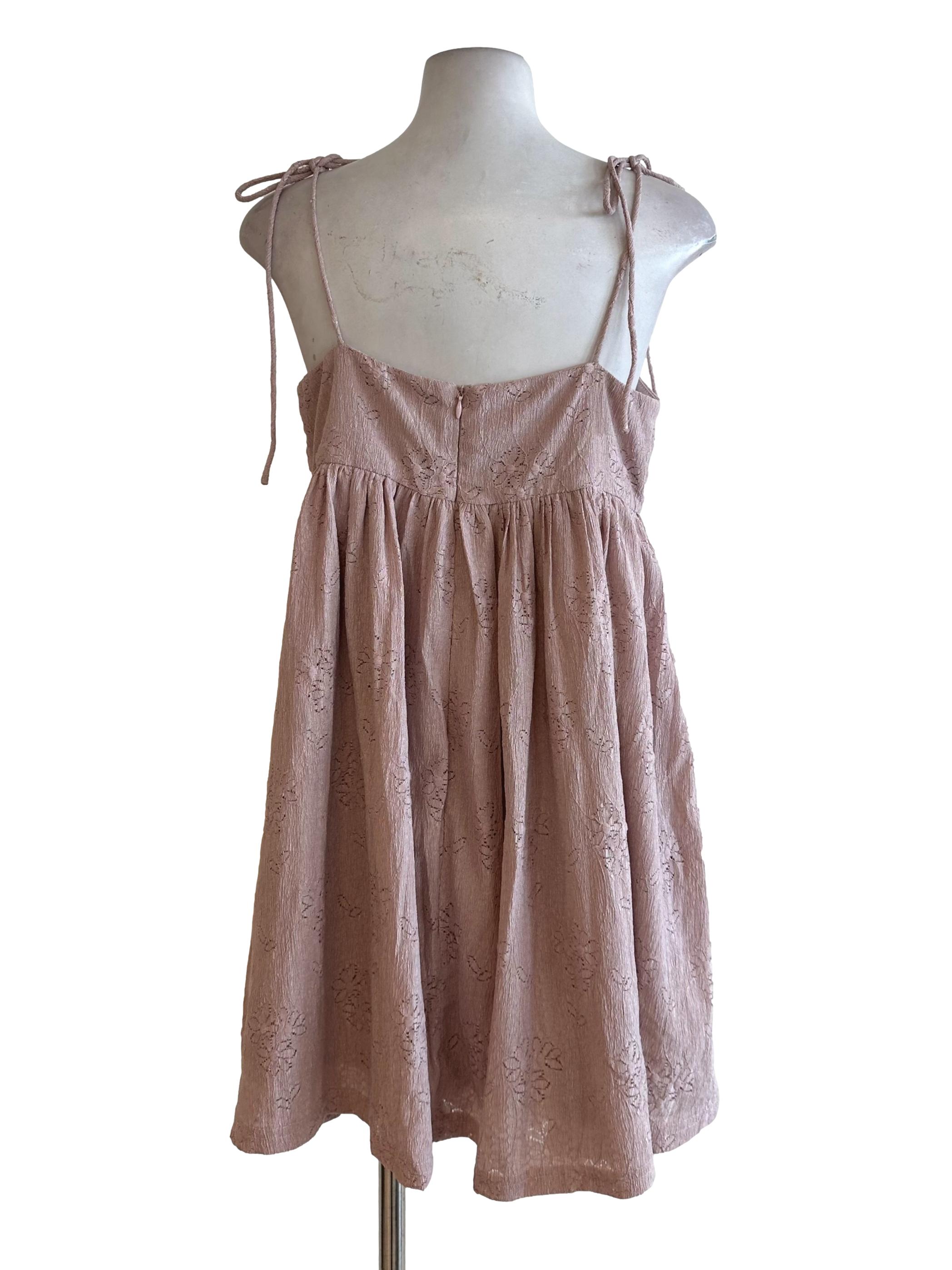 Rose Pink Textured Babydoll Dress