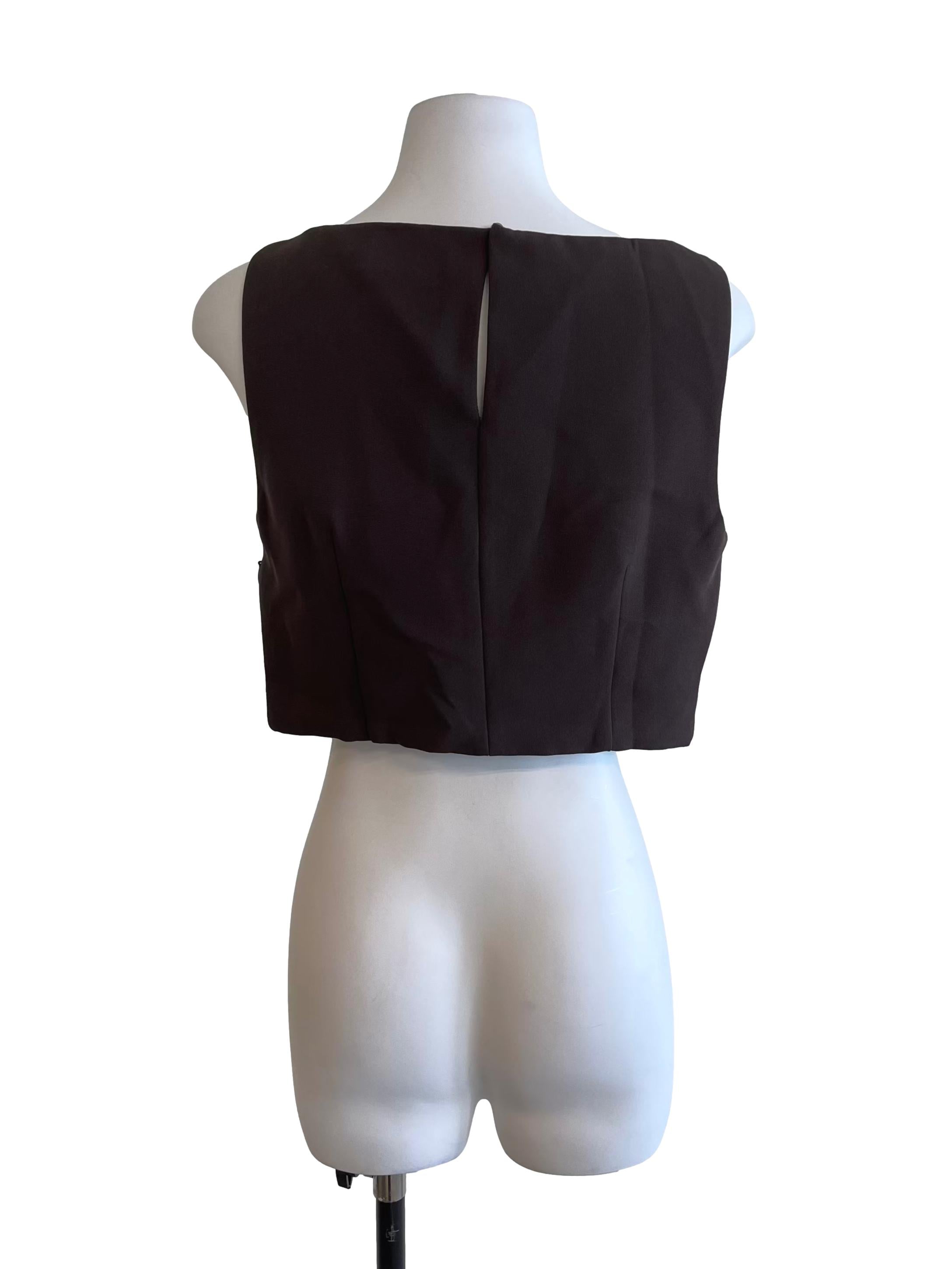Chocolate Brown Round Neck Cropped Top