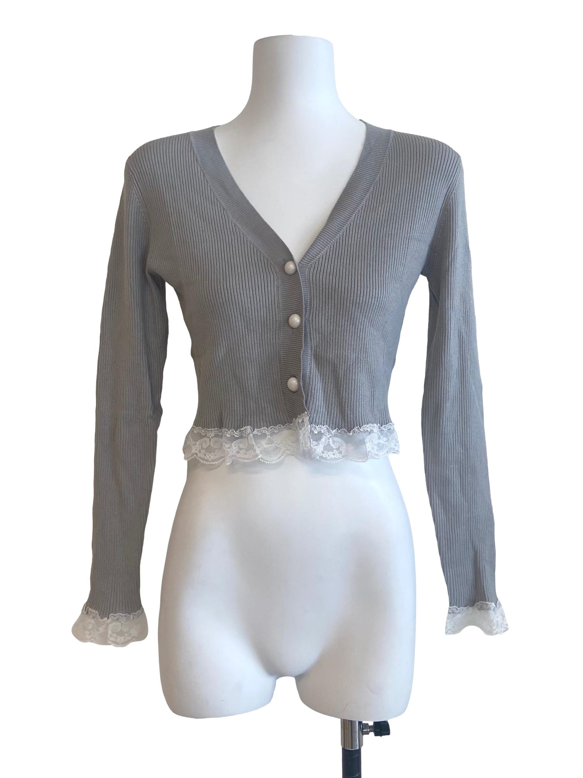 Coin Grey Pencil Stripe Button Down Cardigan