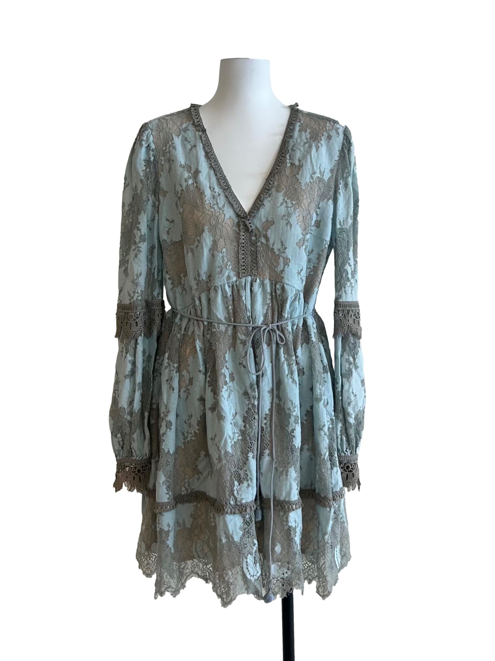 Light Blue Lace Boho Dress