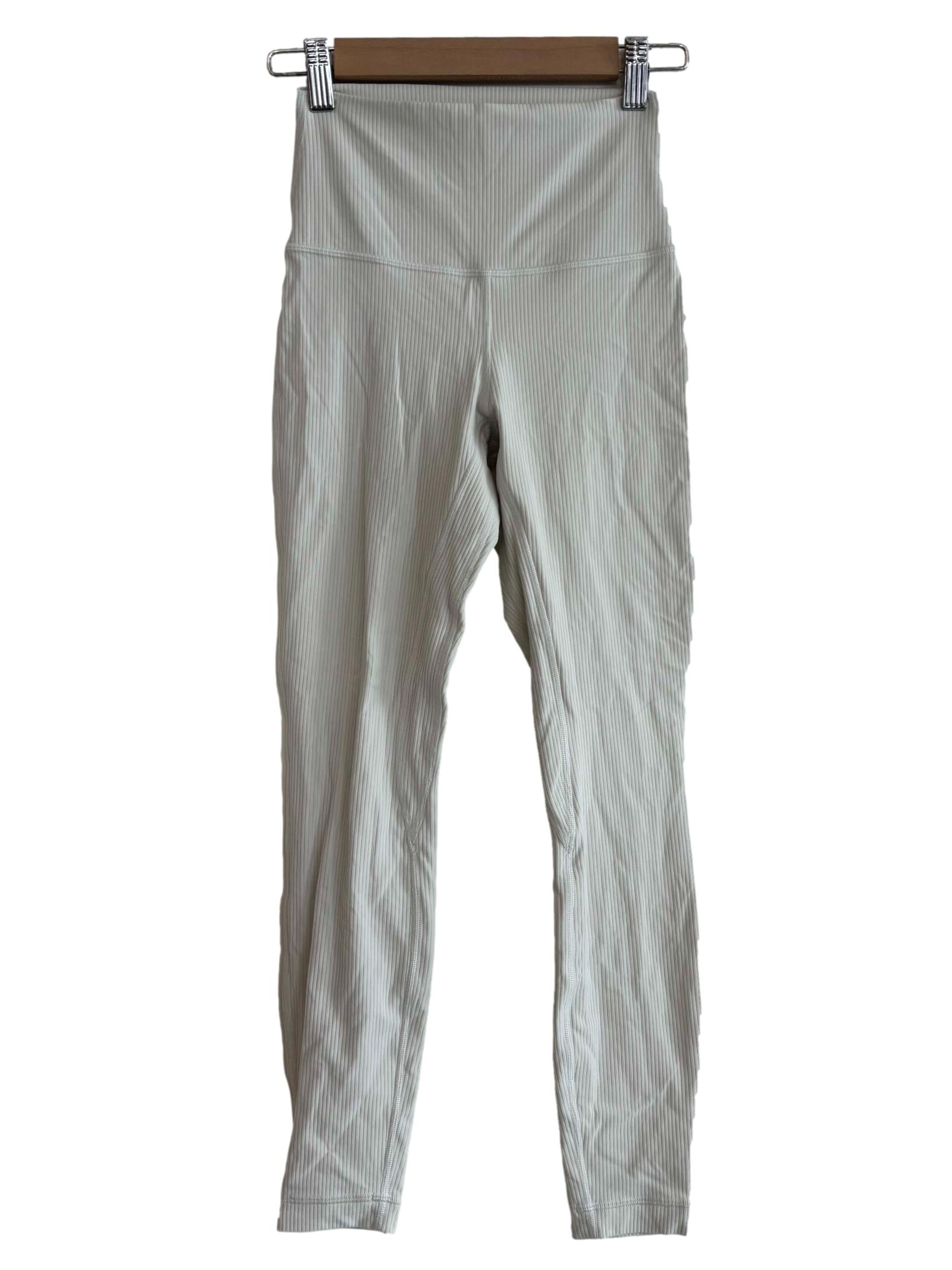 Rice White Ribbed Leggings