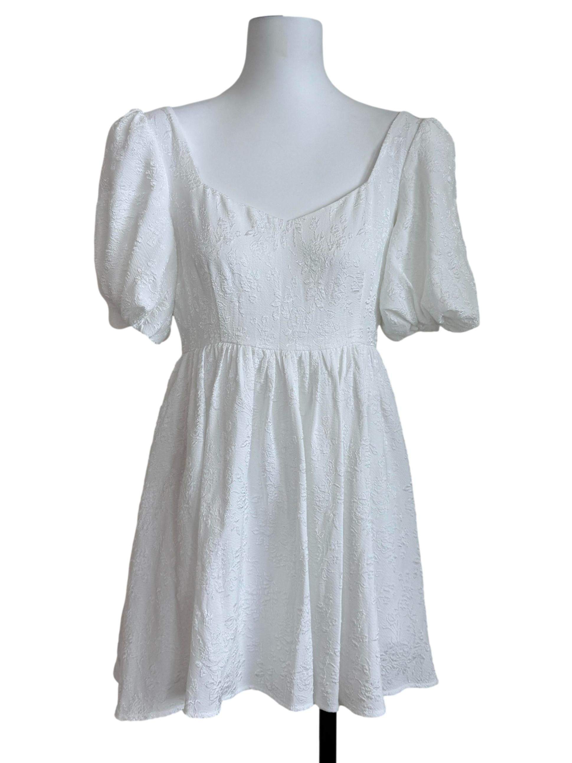 White Puff Sleeves Romper