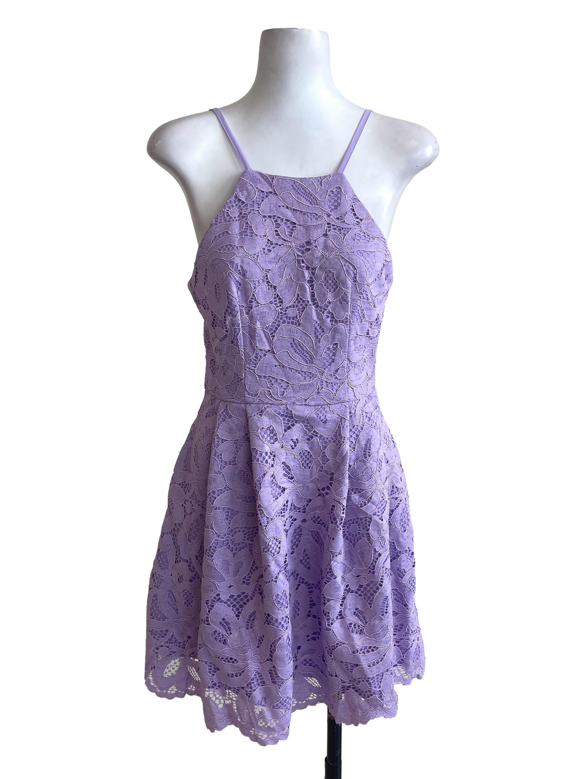 Lavender Laced Spaghetti Strap Dress