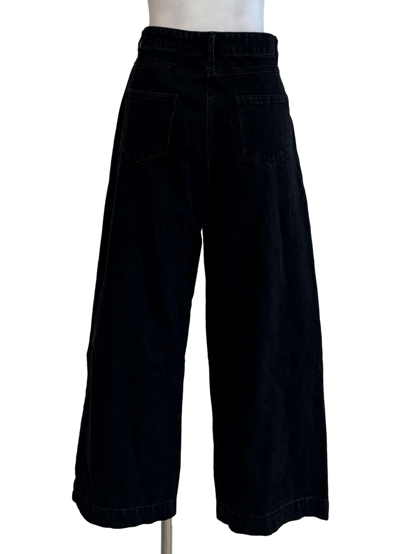 Black Denim Wide Leg Jeans