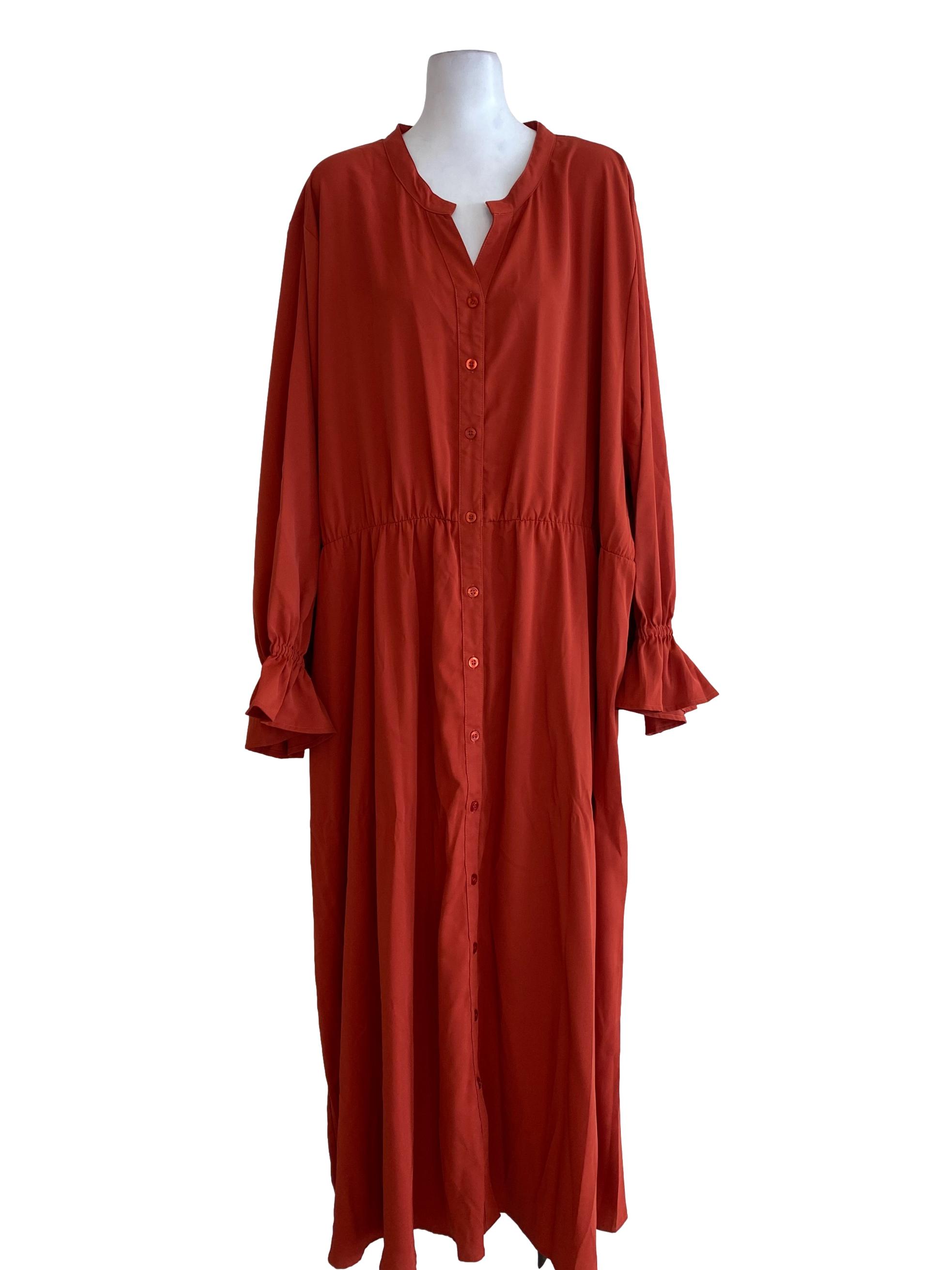 Dark Orange Button Down Dress