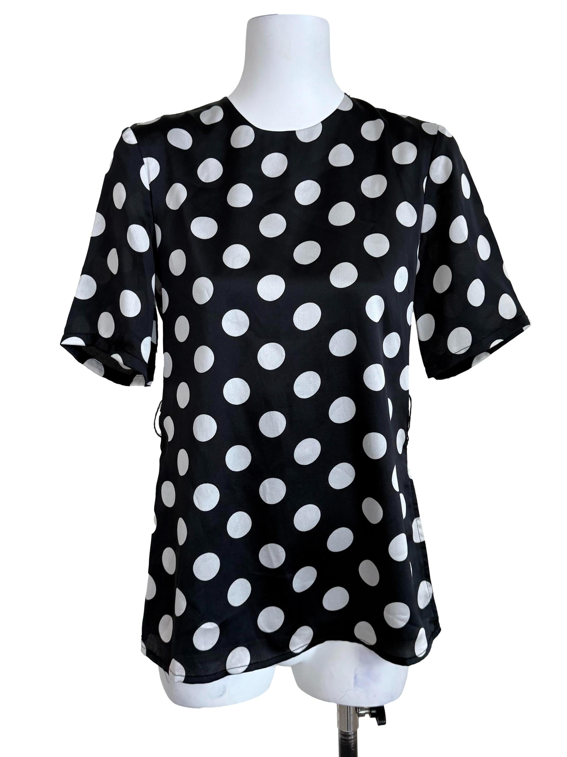 Black Polkadot Short Sleeves Top
