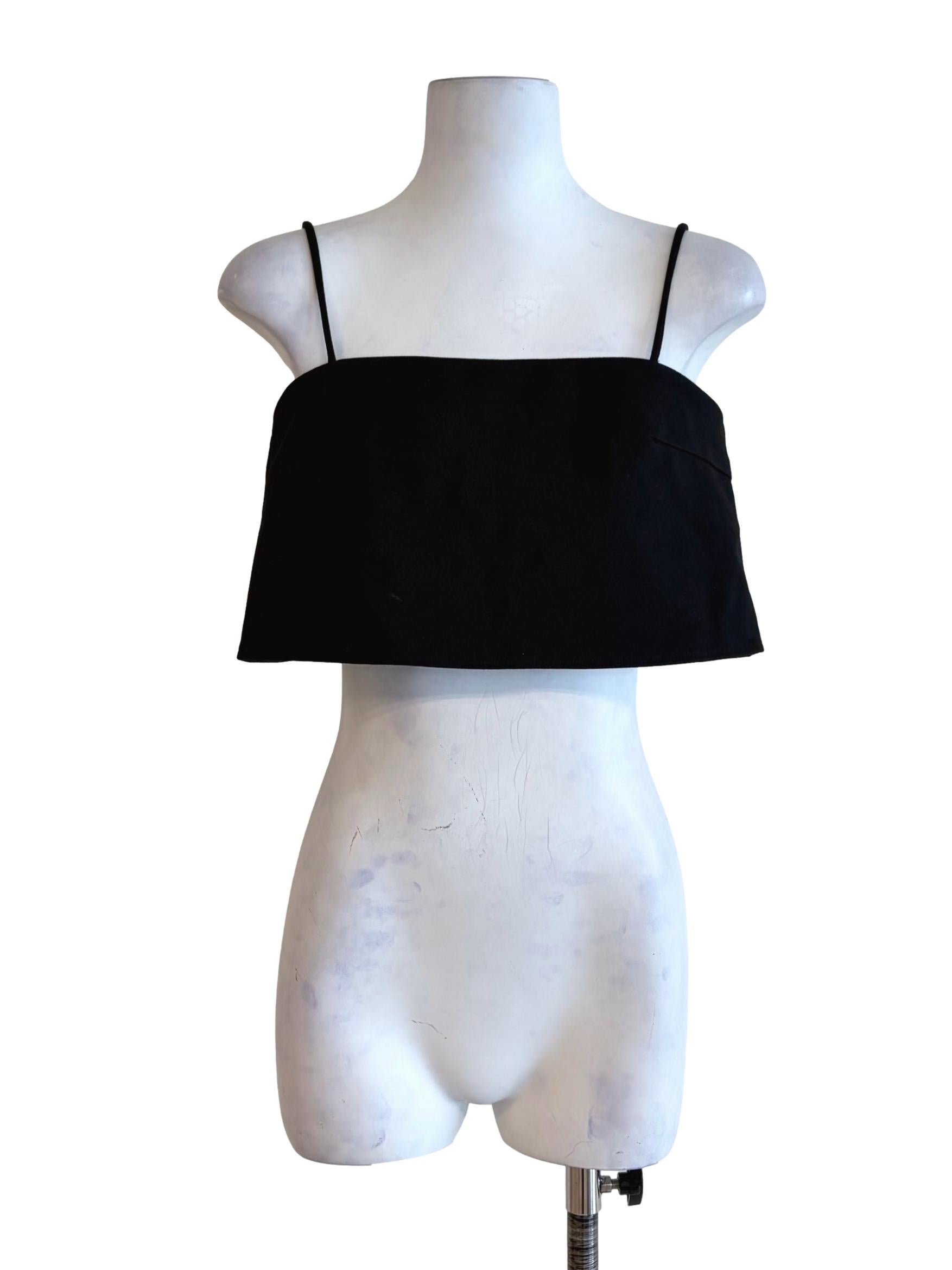 Coal Black Spaghetti Strap Crop Top LB