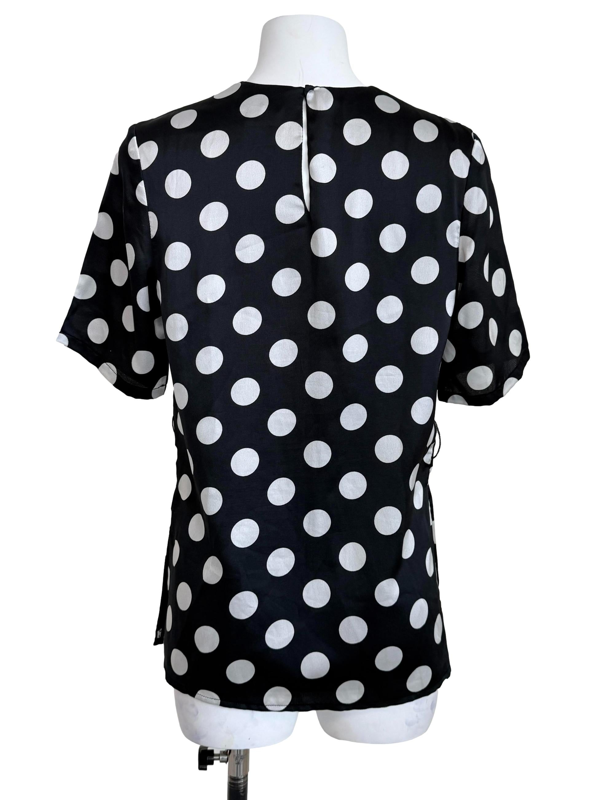 Black Polkadot Short Sleeves Top