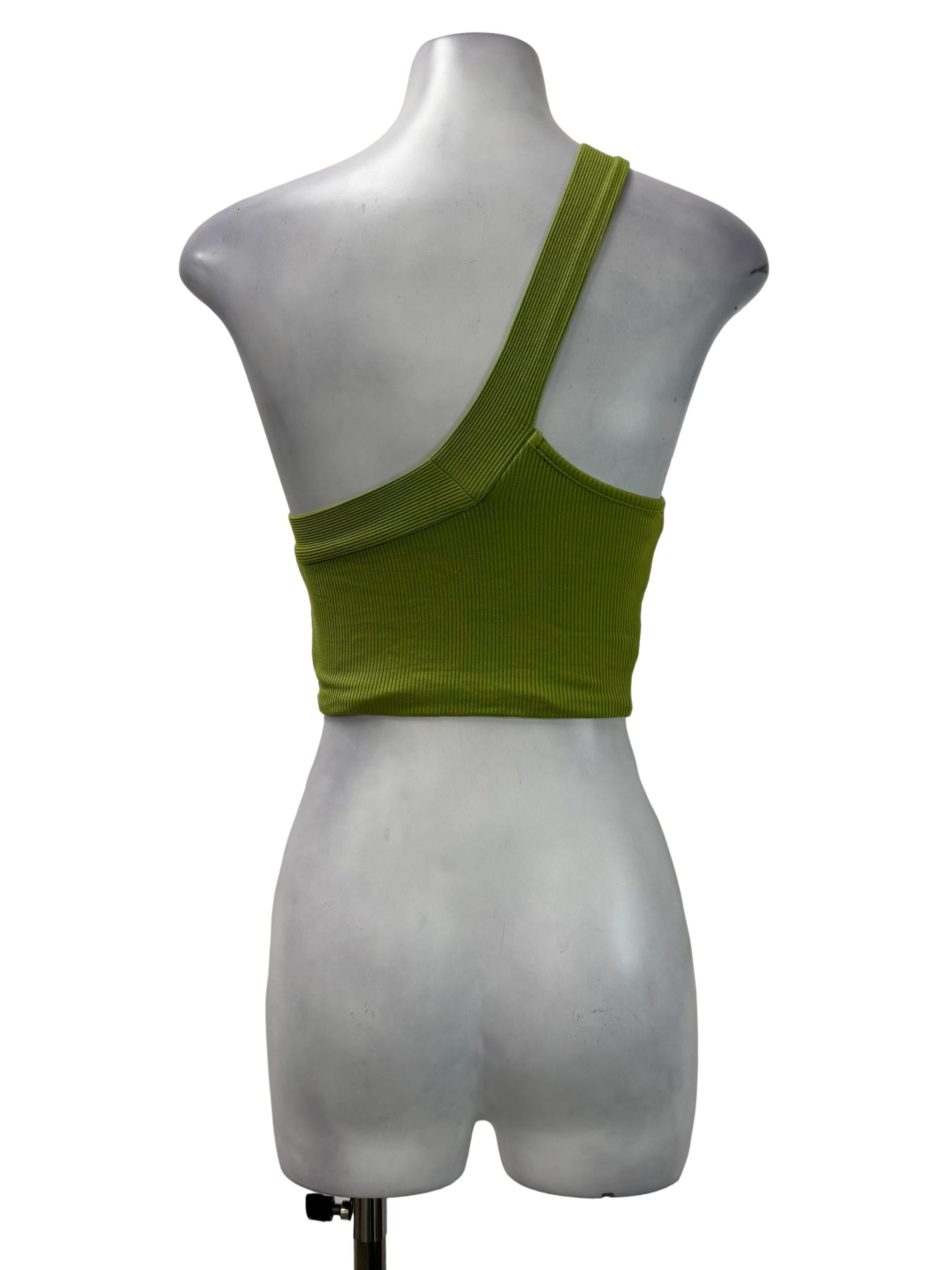Green Ribbed Toga Sleeveless Top