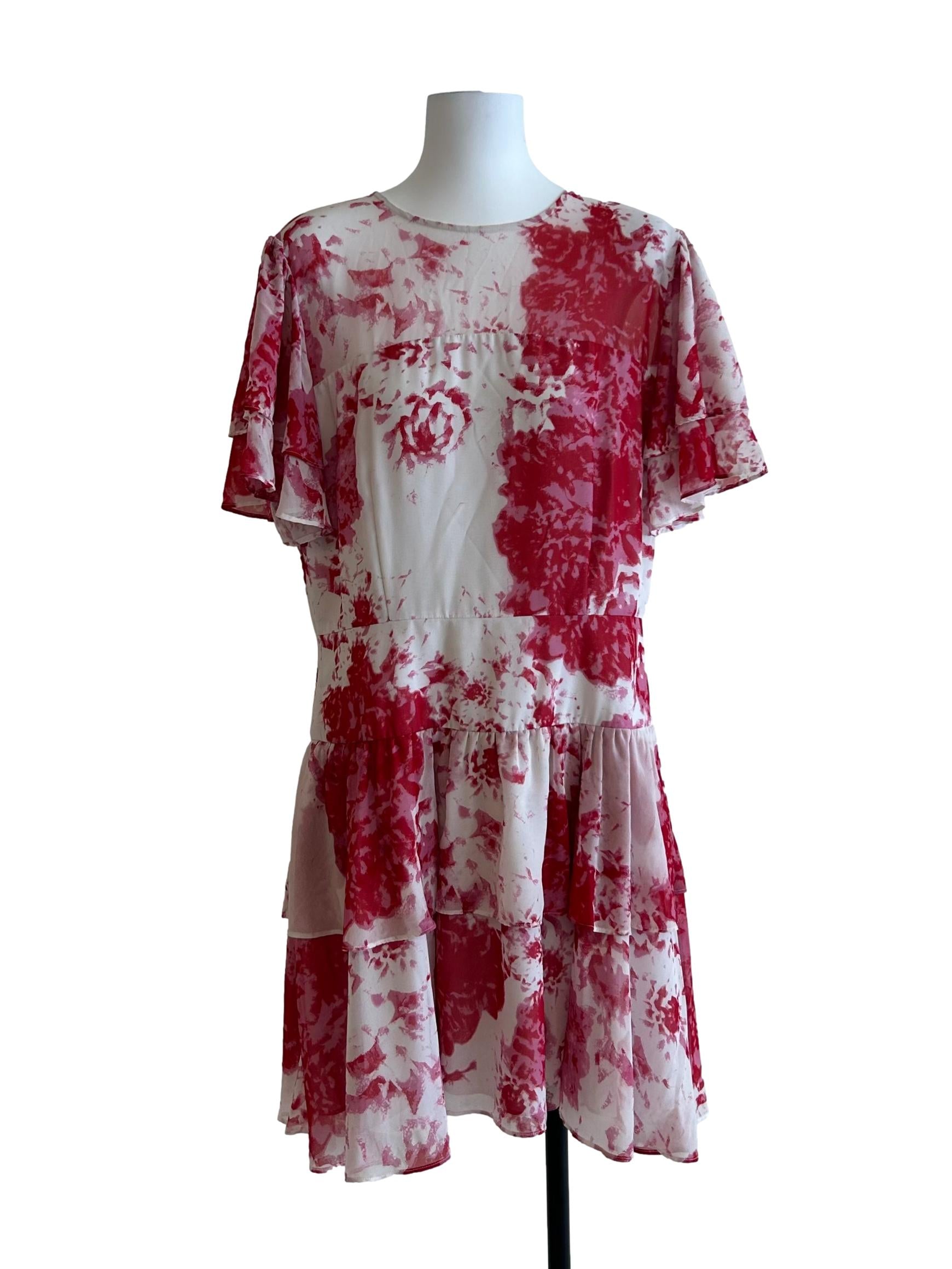 Red Print Ruffle Dress