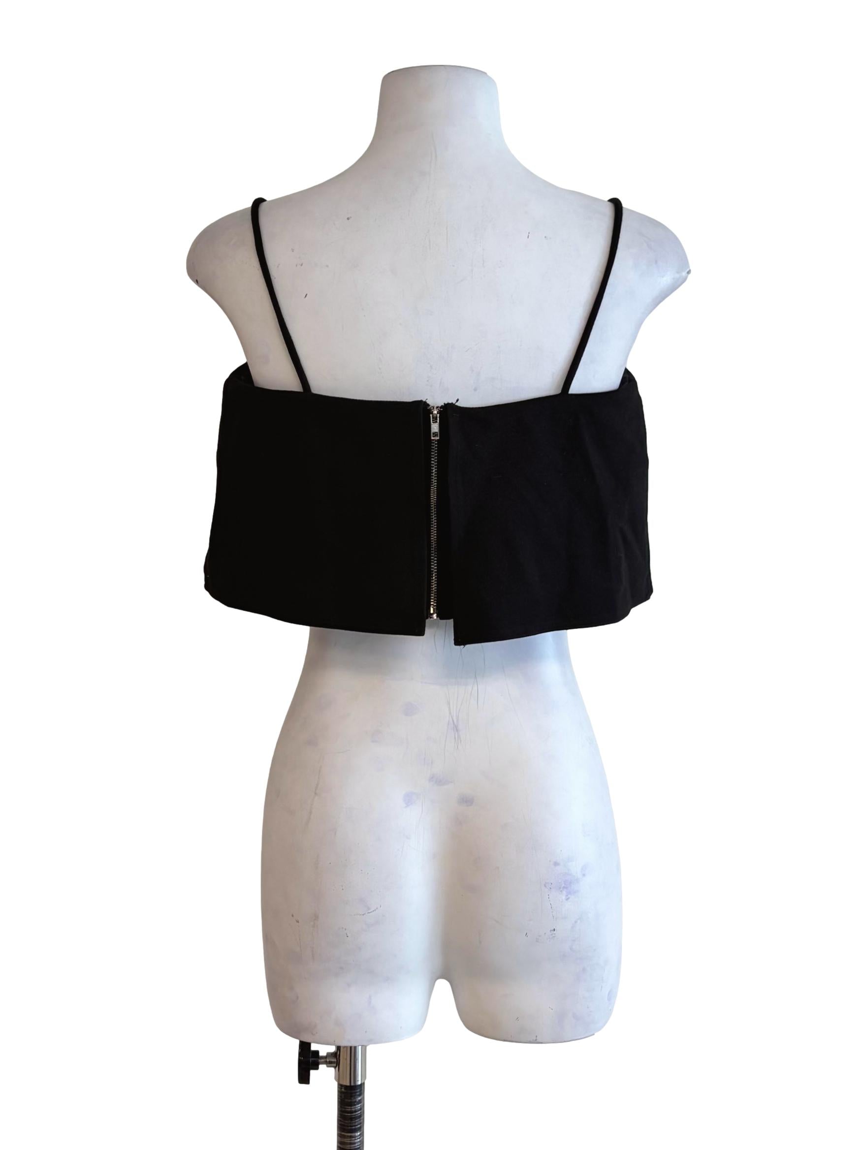 Coal Black Spaghetti Strap Crop Top LB