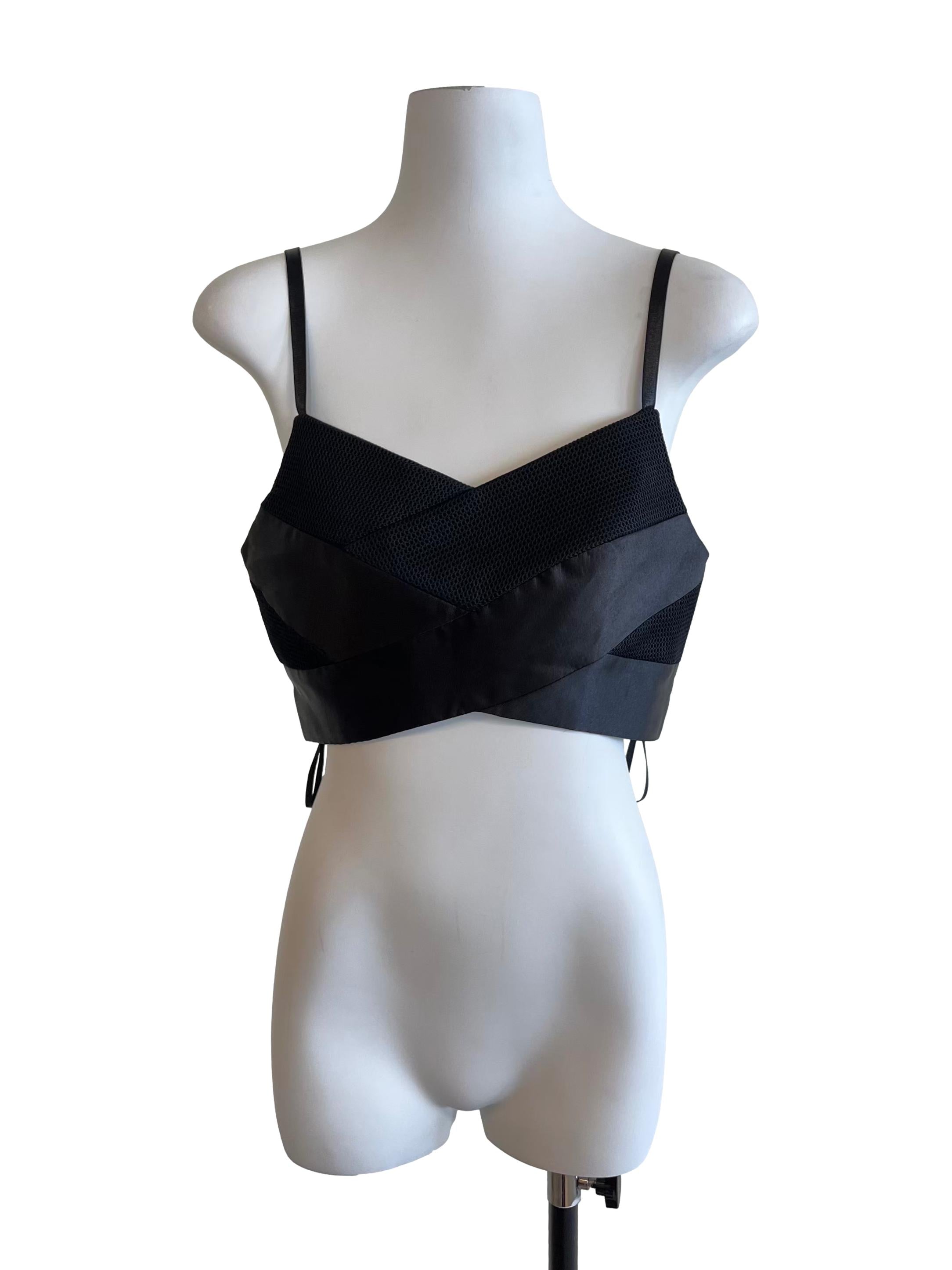Black Multi Textured Cropped Top