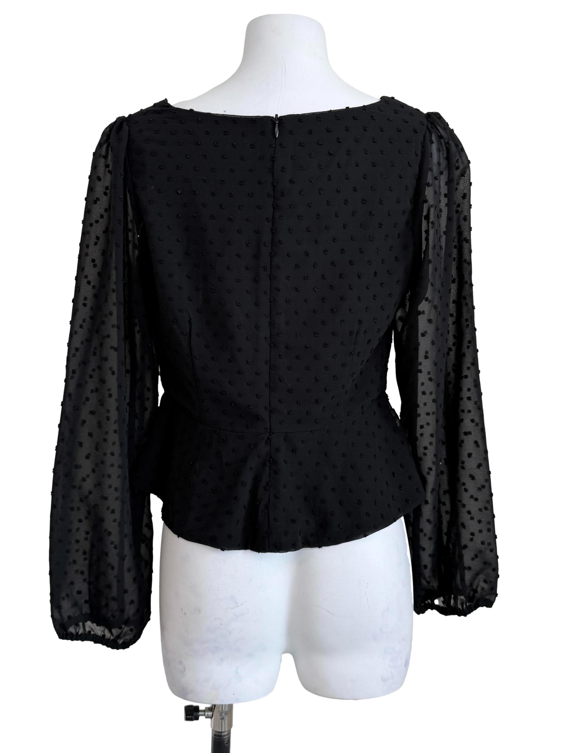 Black Long Sleeve Peplum Top