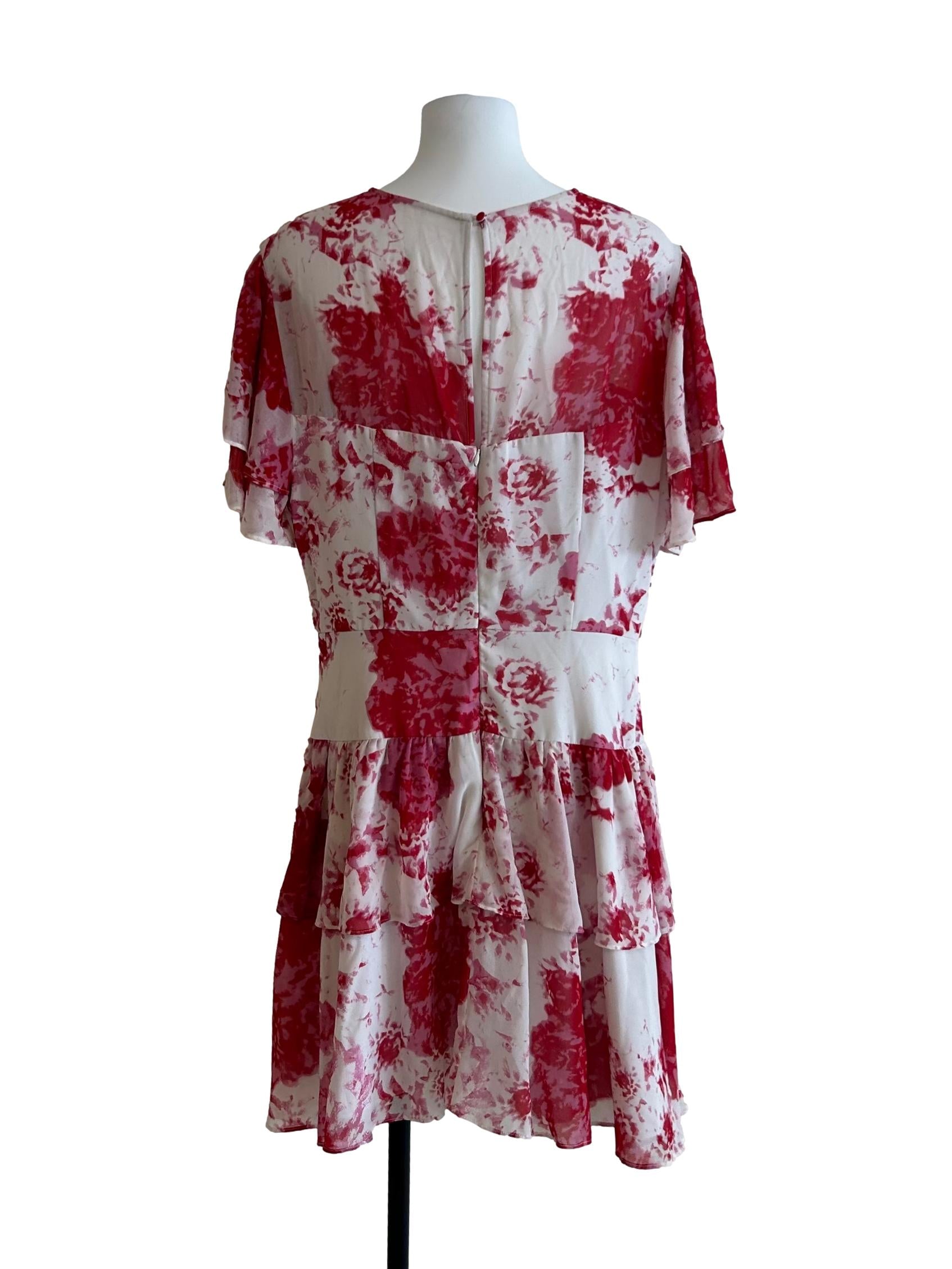 Red Print Ruffle Dress