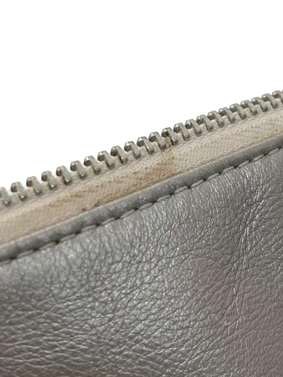 Vintage White Silver Ashley Leather Satchel Purse Handbag