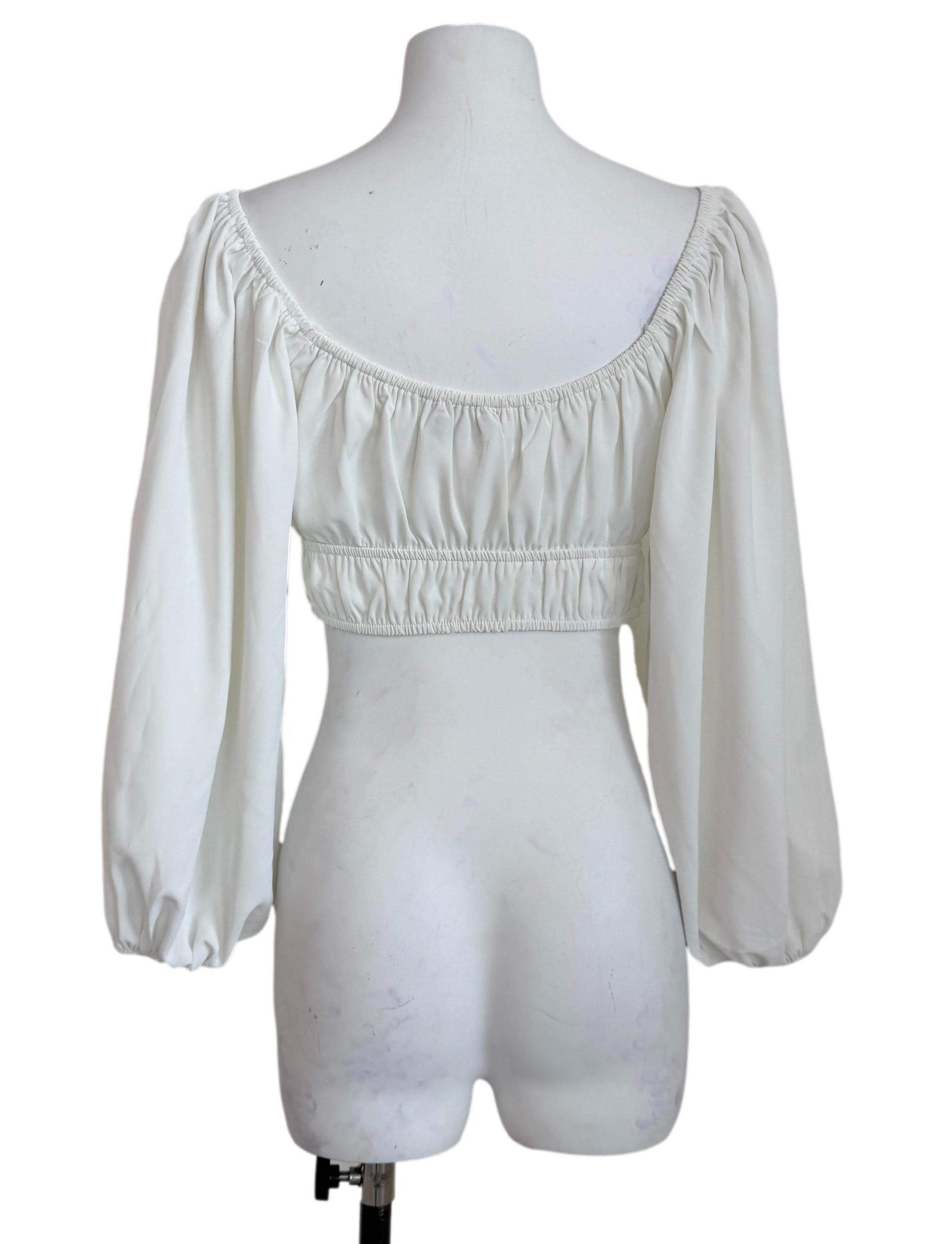 White Long Sleeve Crop Top