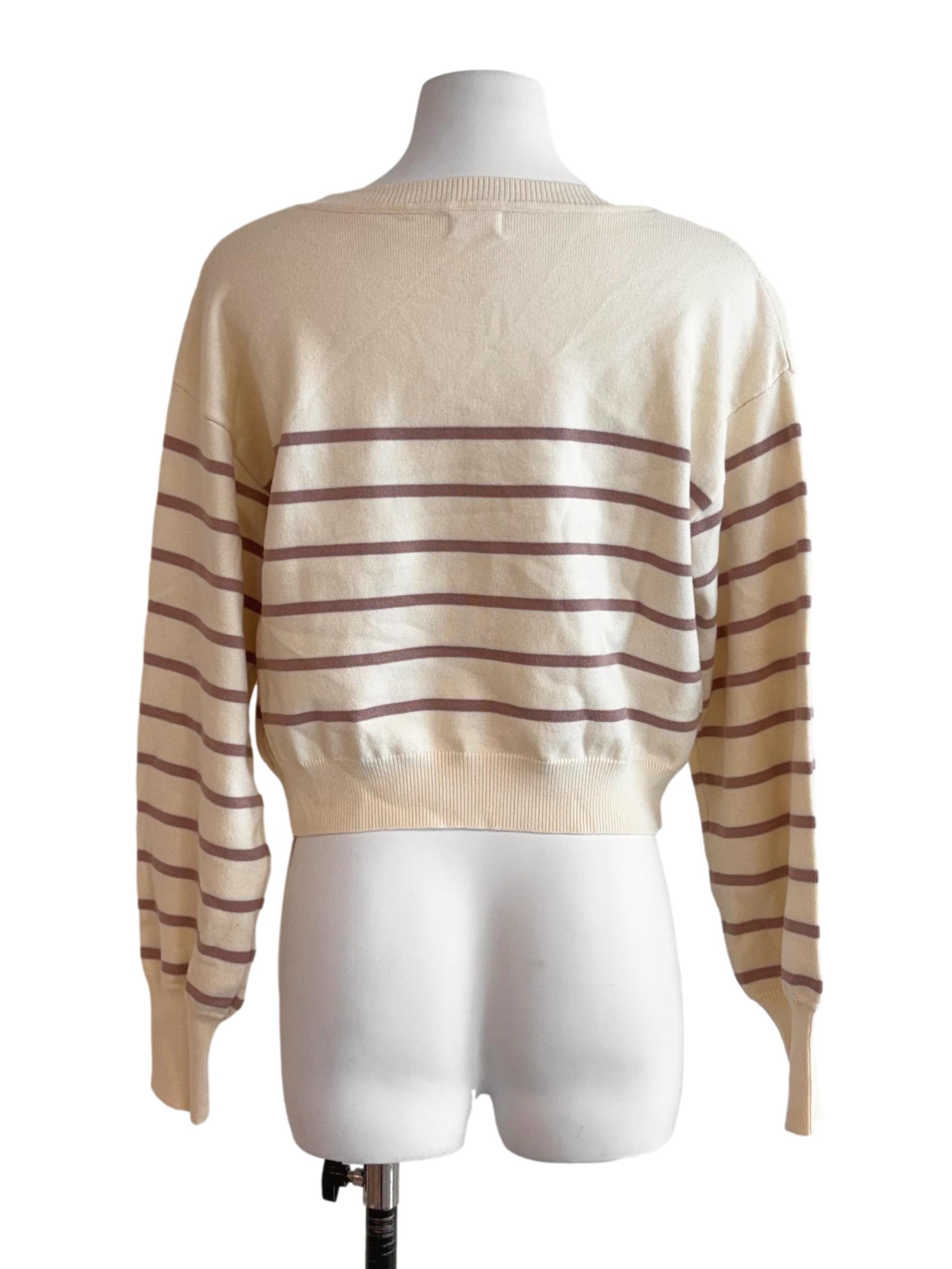 Cream Coffee Ola Striped Pullover