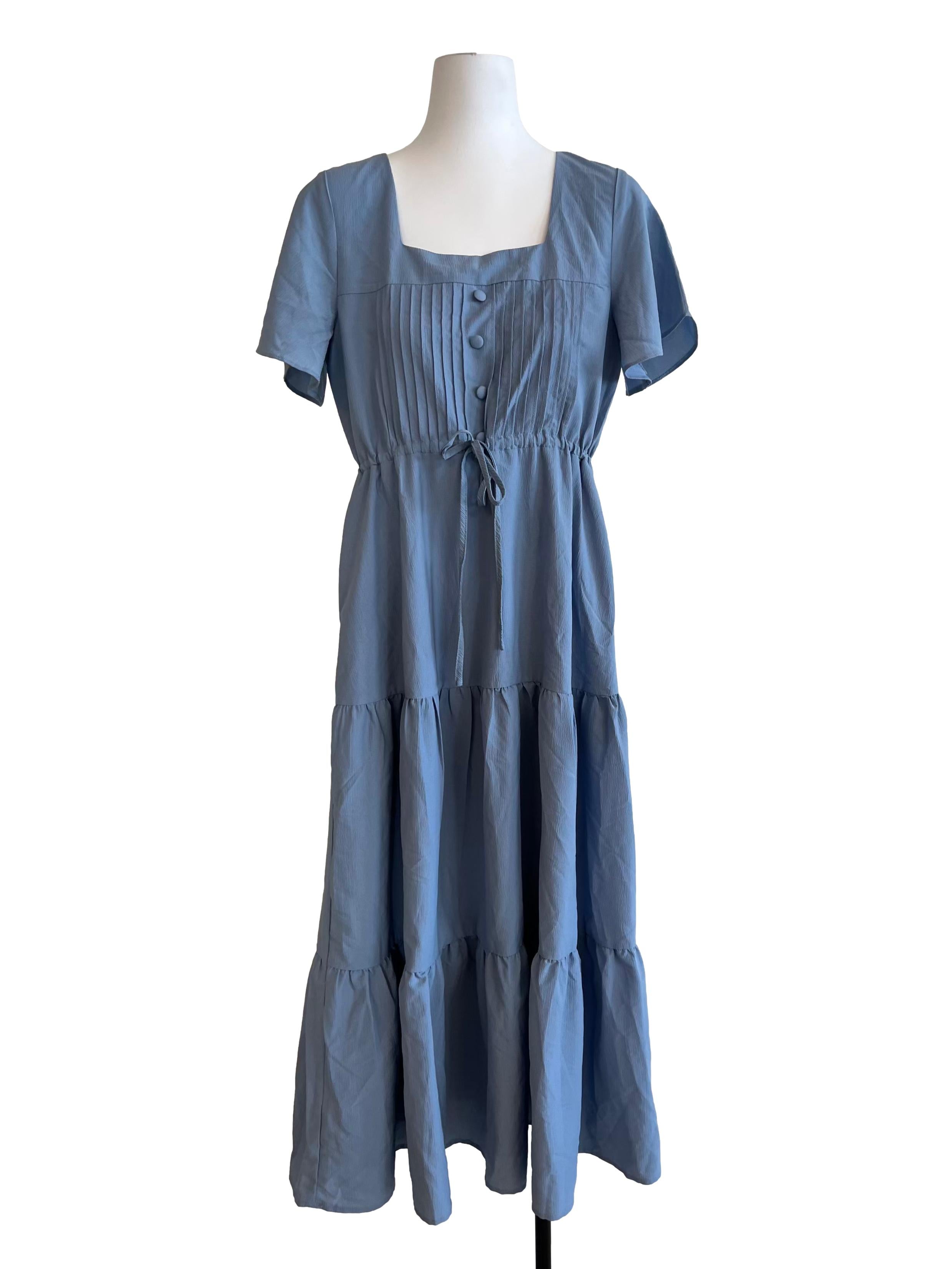 Baby Blue Peasant Tiered Dress
