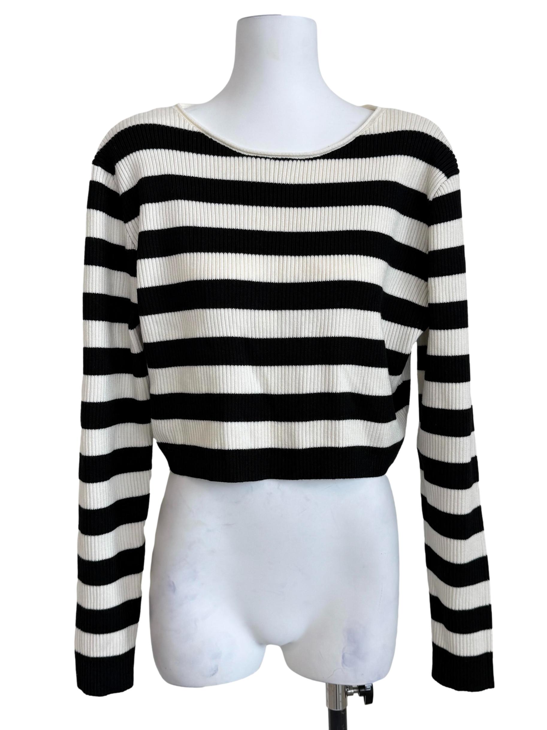 Black & White Stripe Knit Top