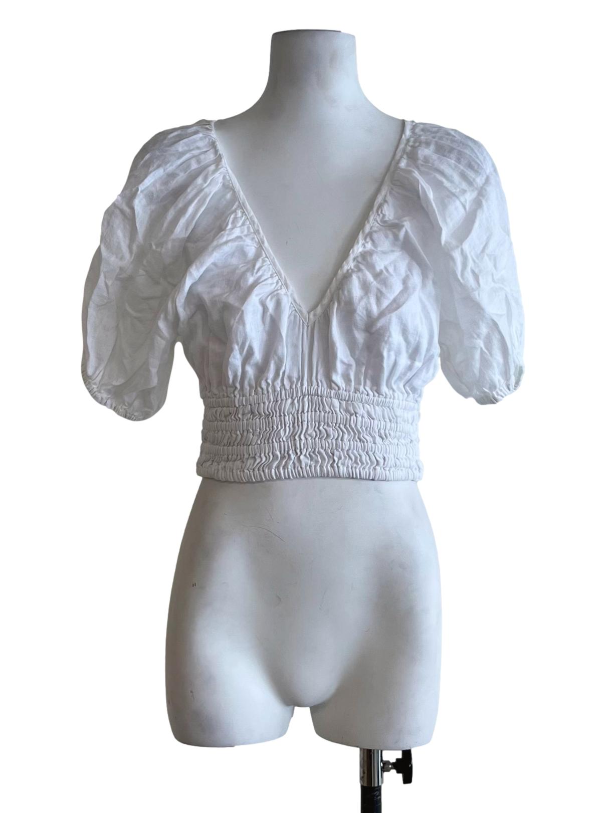 White V-Neck Blouse