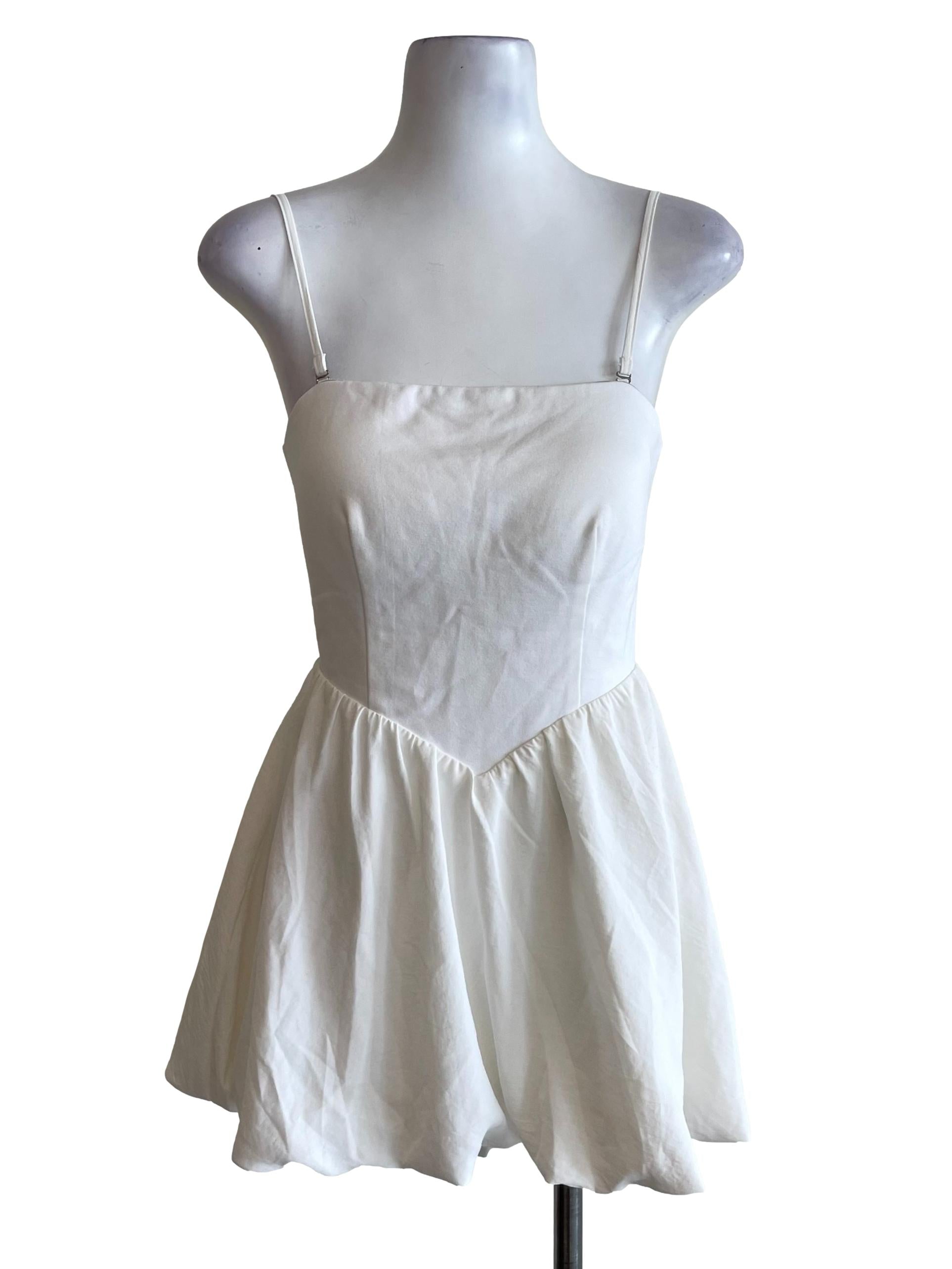 White Flower Bud Cami Romper