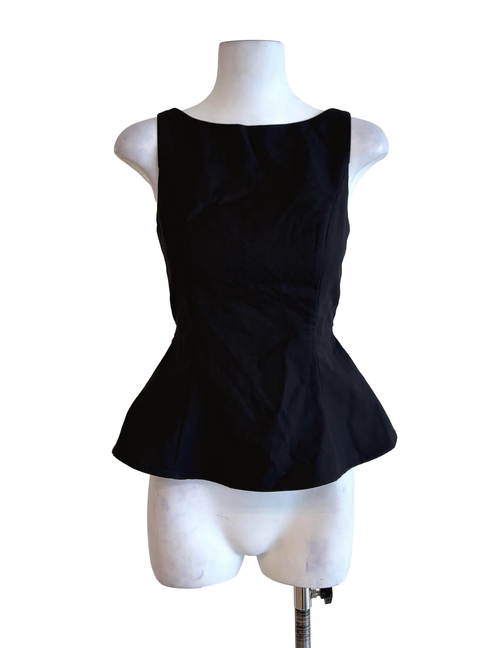 Jade Black High Neck Ribbon Back Sleeveless Top