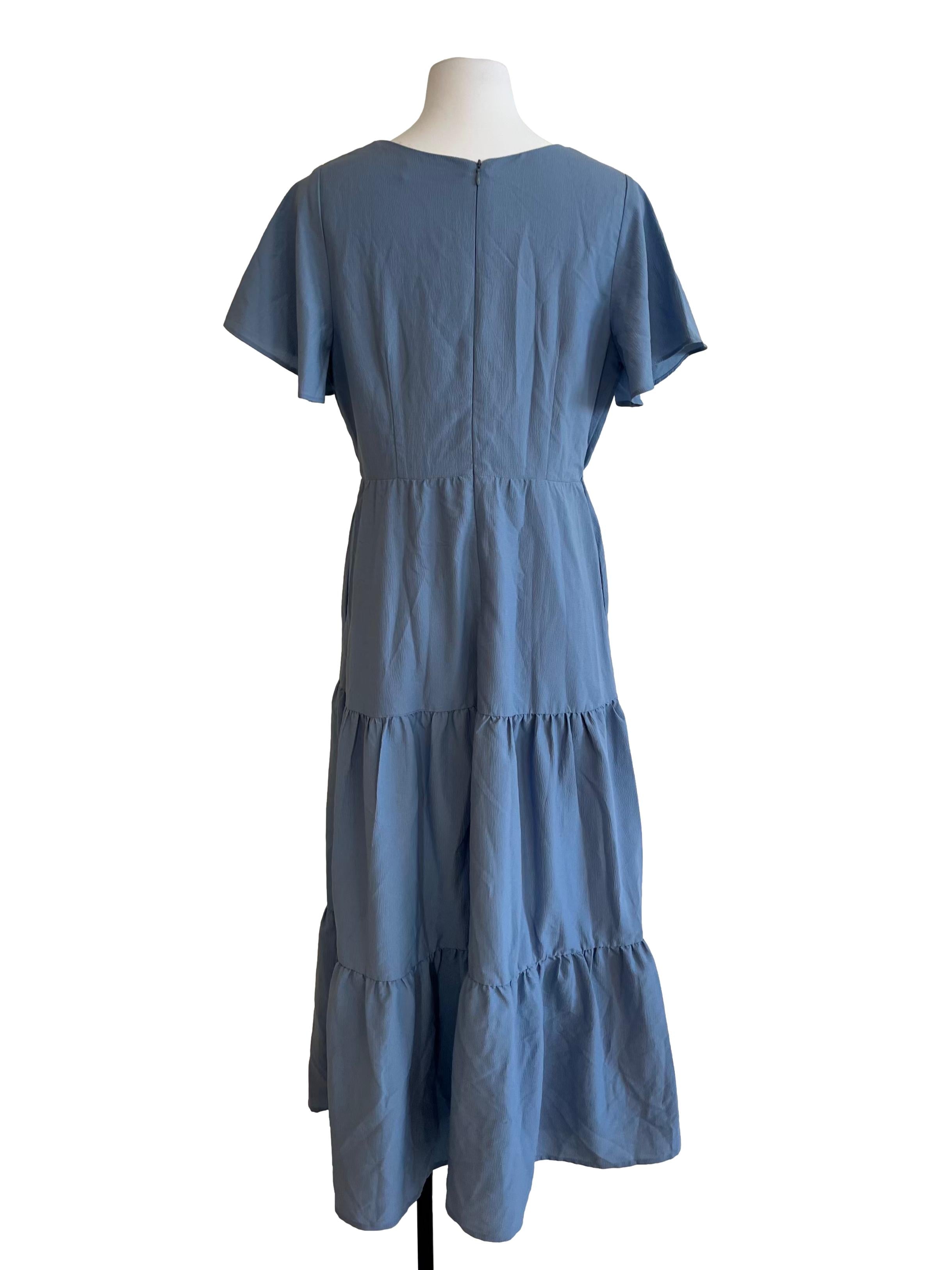 Baby Blue Peasant Tiered Dress
