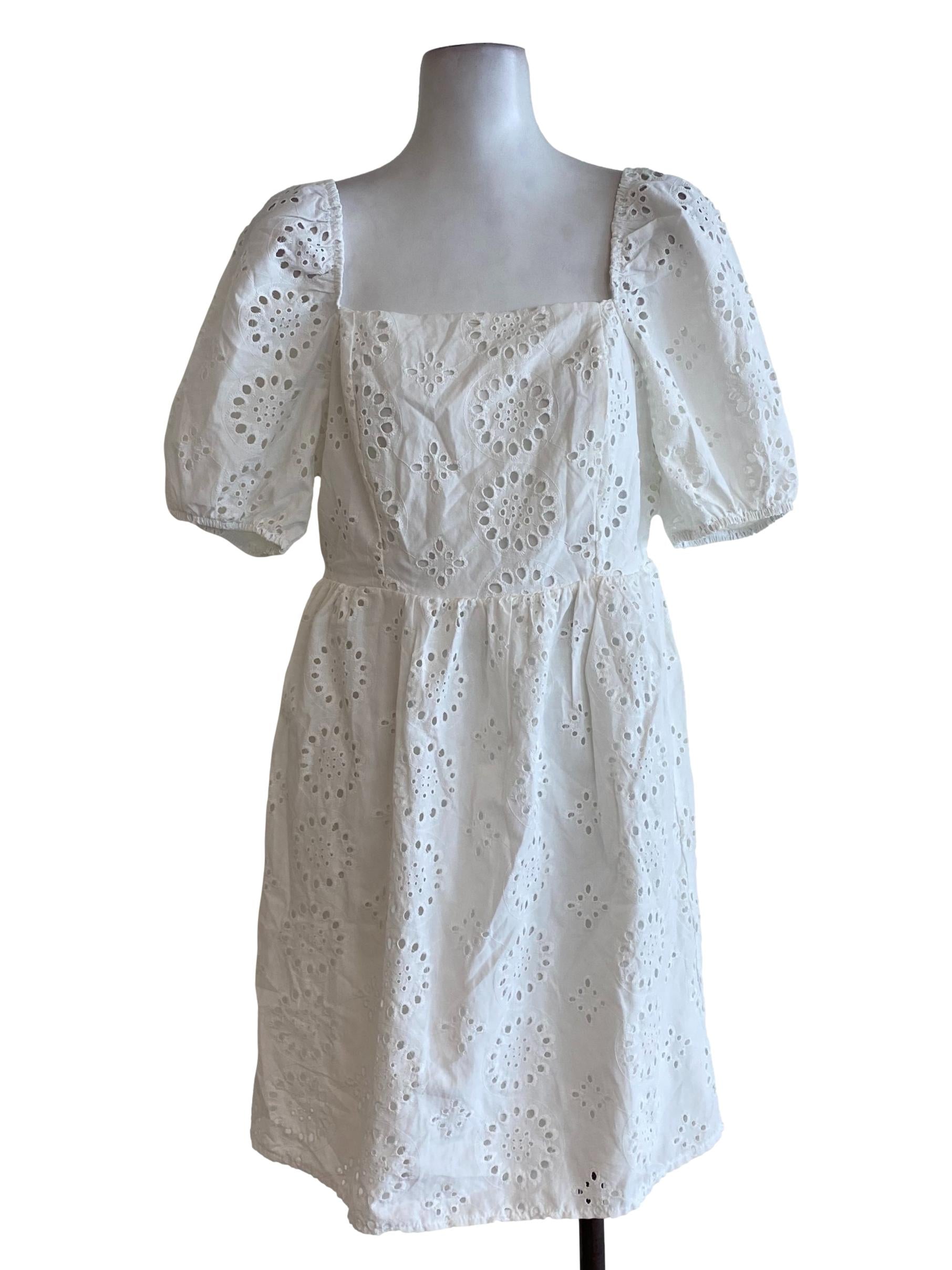 White Floral Embroidered Dress