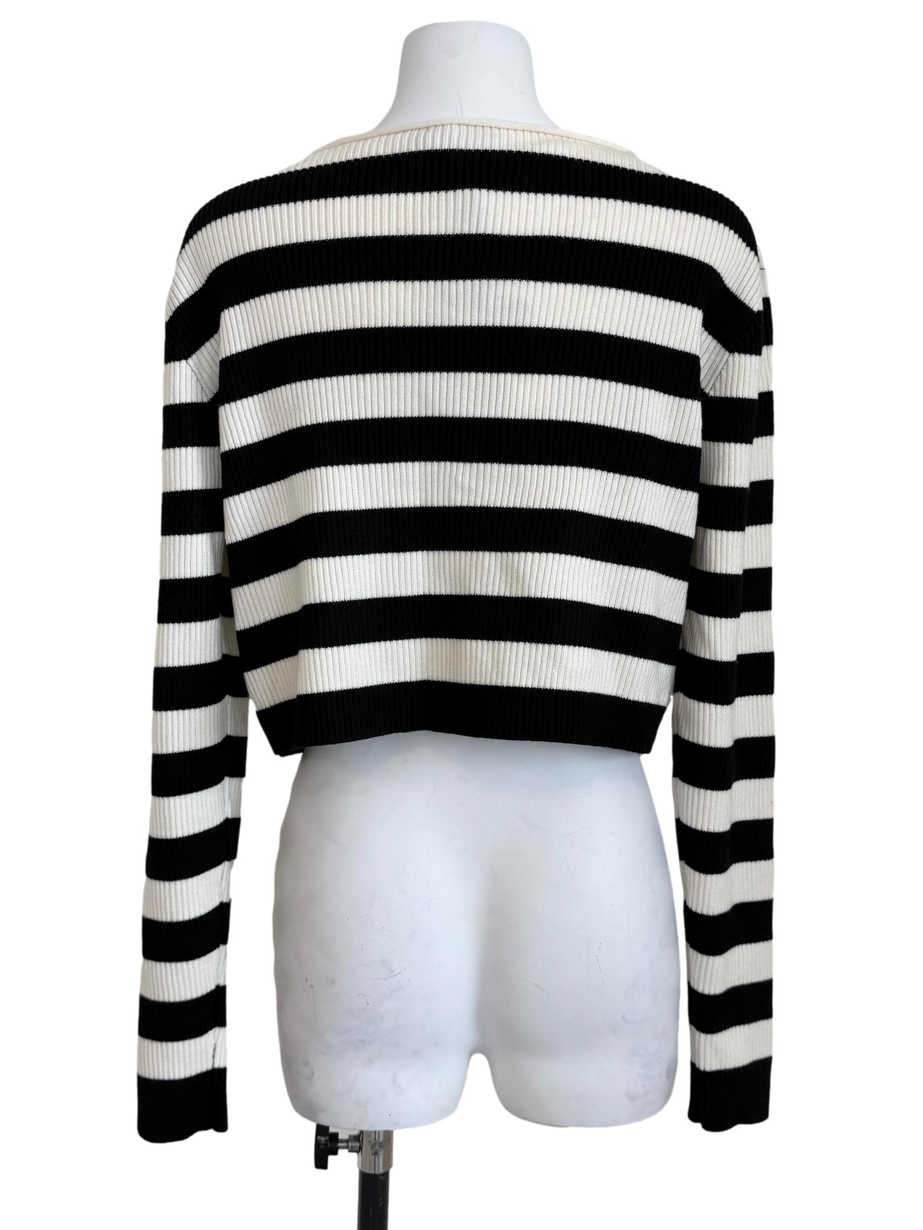 Black & White Stripe Knit Top