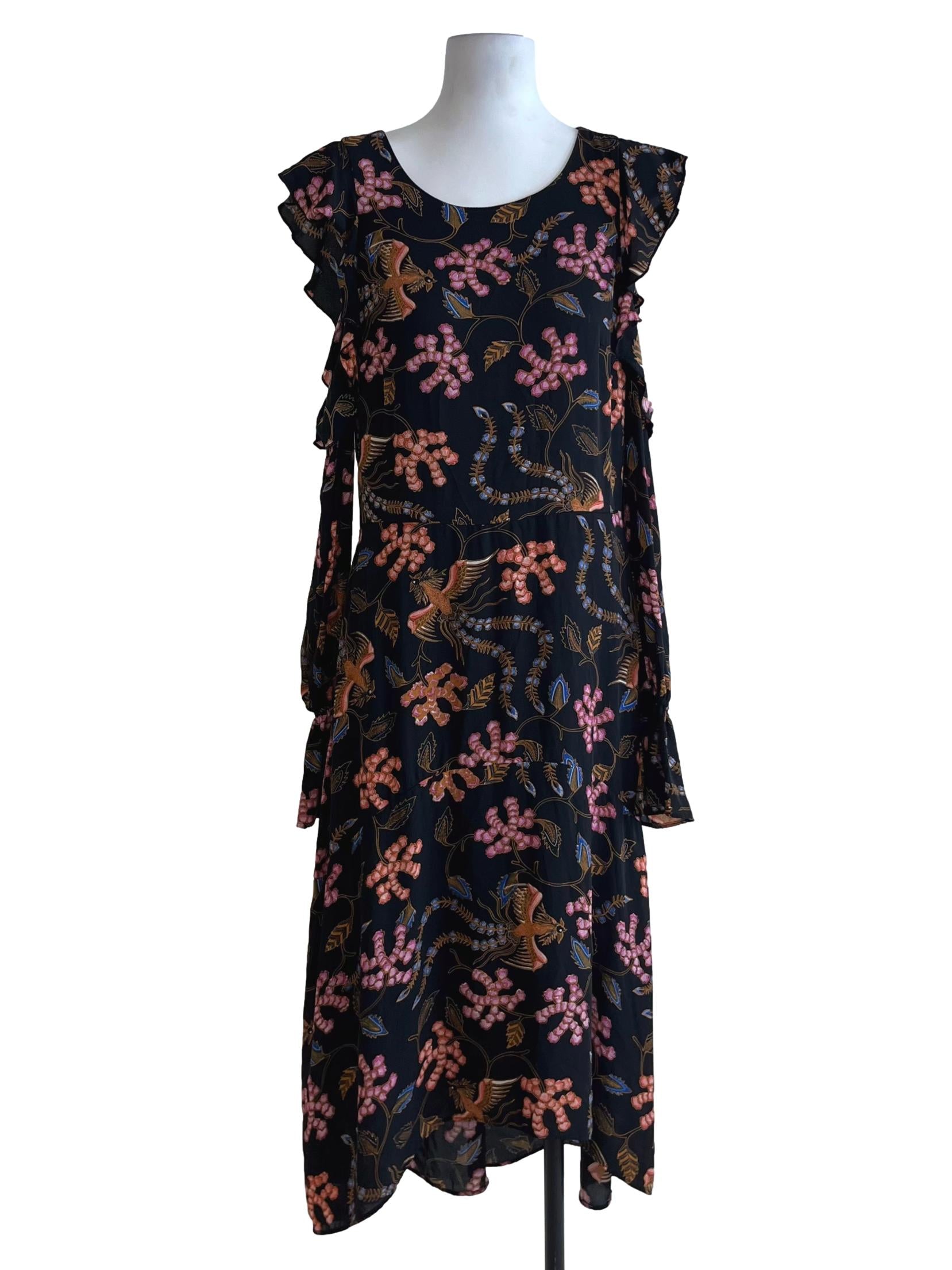 Black Abstract A-Line Dress