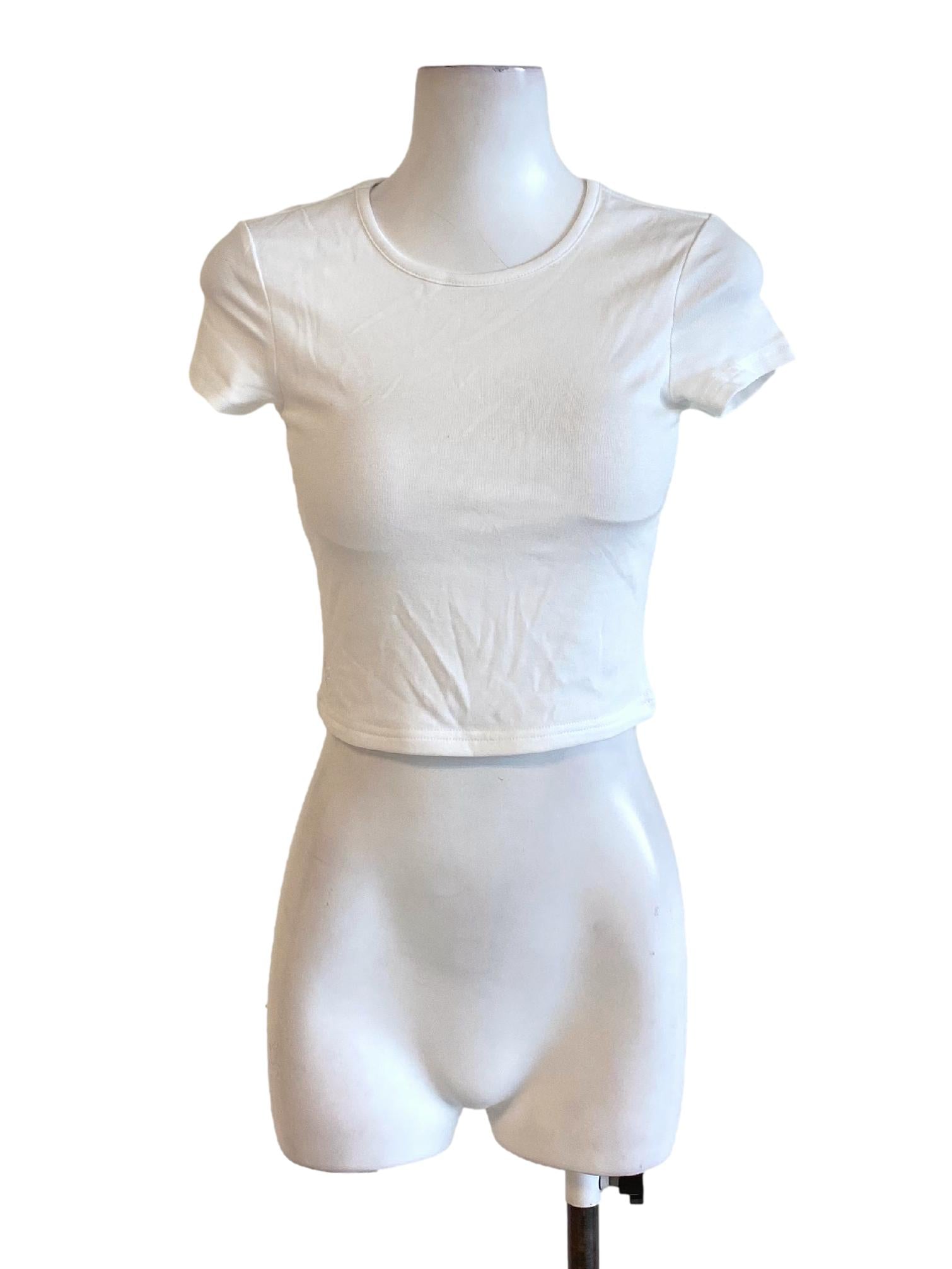Soft White Round Neck Short Sleeve Cropped T-Shirt TTR