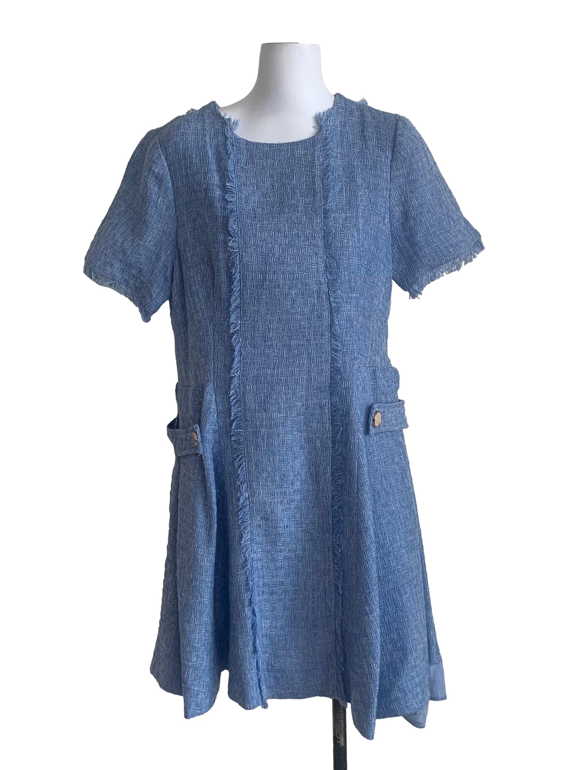 Spruce Blue Tweed Tunic Dress