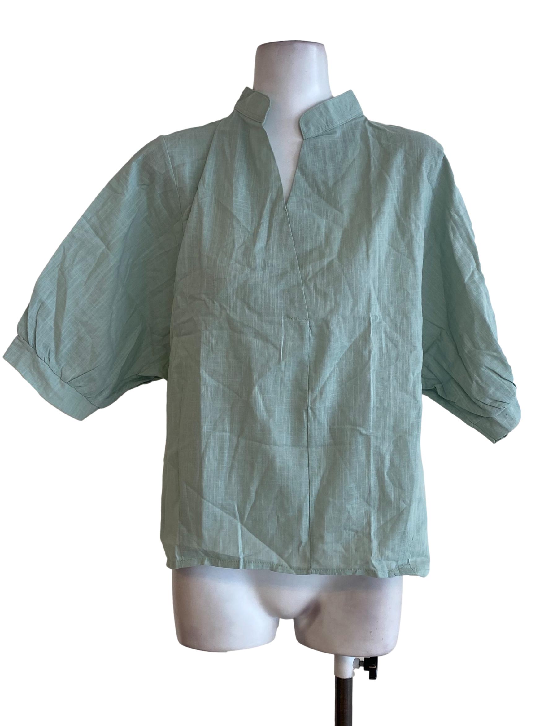 Green Linen Blouse